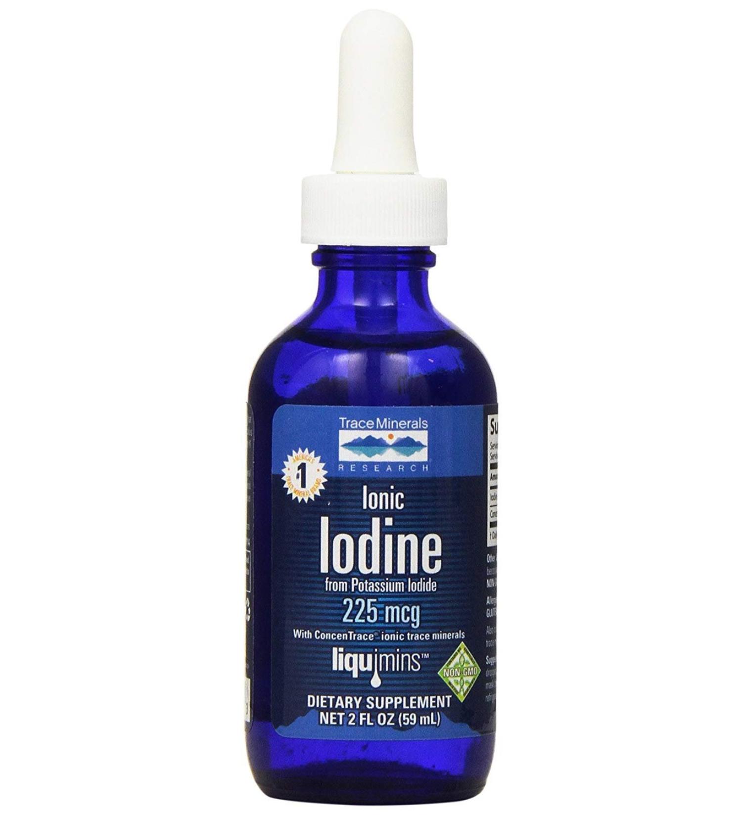 Ionic Iodine Supplement | Potassium Iodide for Hormones, Nervous System, Skin & Immunity | Non GMO, Vegan, Gluten Free | 2oz - 225mcg/serving - Buy Online on GoSupps.com