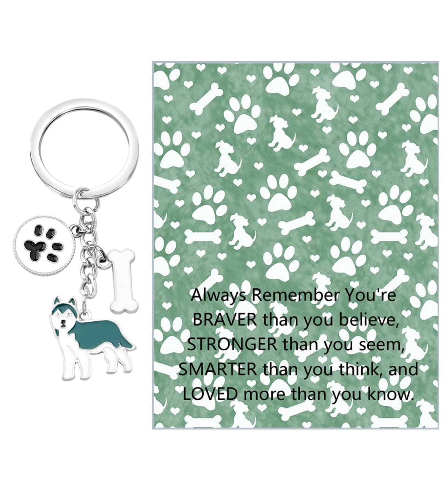 Ensianth Dog Keychain - Perfect Gifts for Dog Lovers | Puppy Paw Print Keyring for Dog Owners Moms & Dads | Blauer Husky Design - Buy Online on GoSupps.com