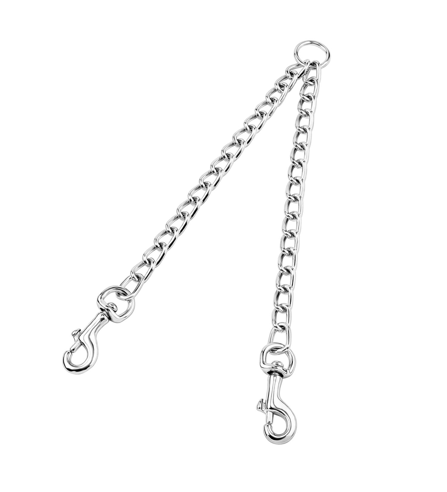 HAPPY HACHI Double Dog Heavy Duty Steel Chain Lead - 2 Dogs Leash S-3.0mm*50cm | Durable & Strong Walking Solution - Buy Online on GoSupps.com