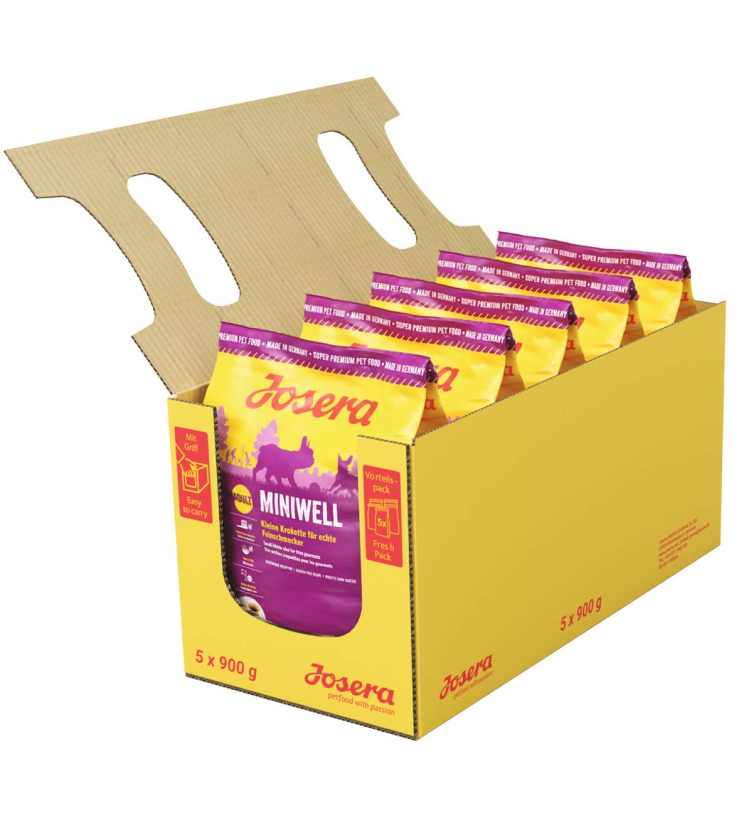 Josera Miniwell Dog Food for Small Breeds | Super Premium 5-Pack (5 x 900g) | Extra Tolerable Poultry Recipe | Adult Dog Nutrition - Buy Online on GoSupps.com