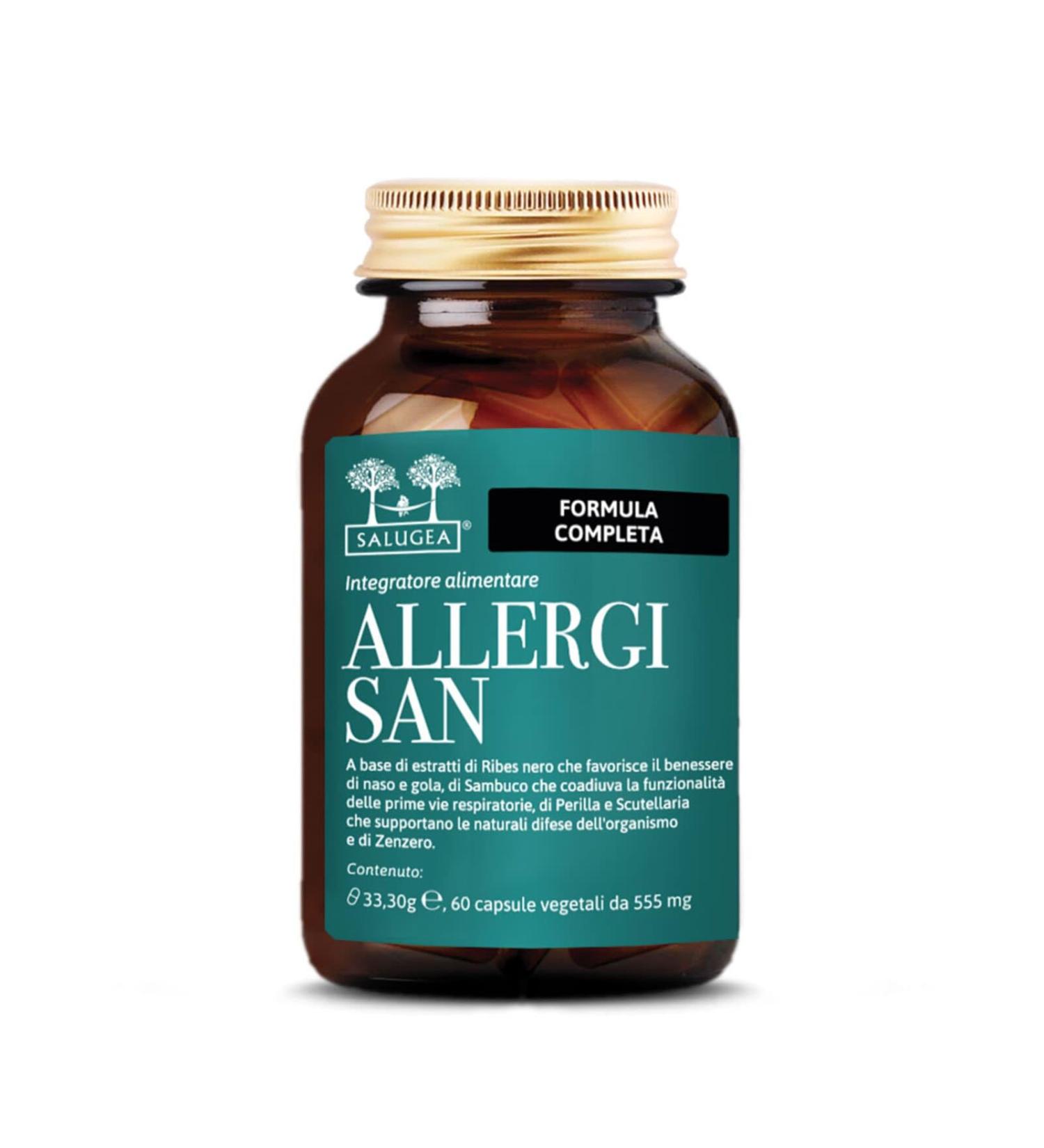  Salugea ALLERGISAN Salugaa - 100% natural supplement for the well-being of the nose throat and eyes - Allergy symptoms - with Perilla blackcurrant Scutellaria elderberry and ginger - 60 capsules - Buy Online on GoSupps.com