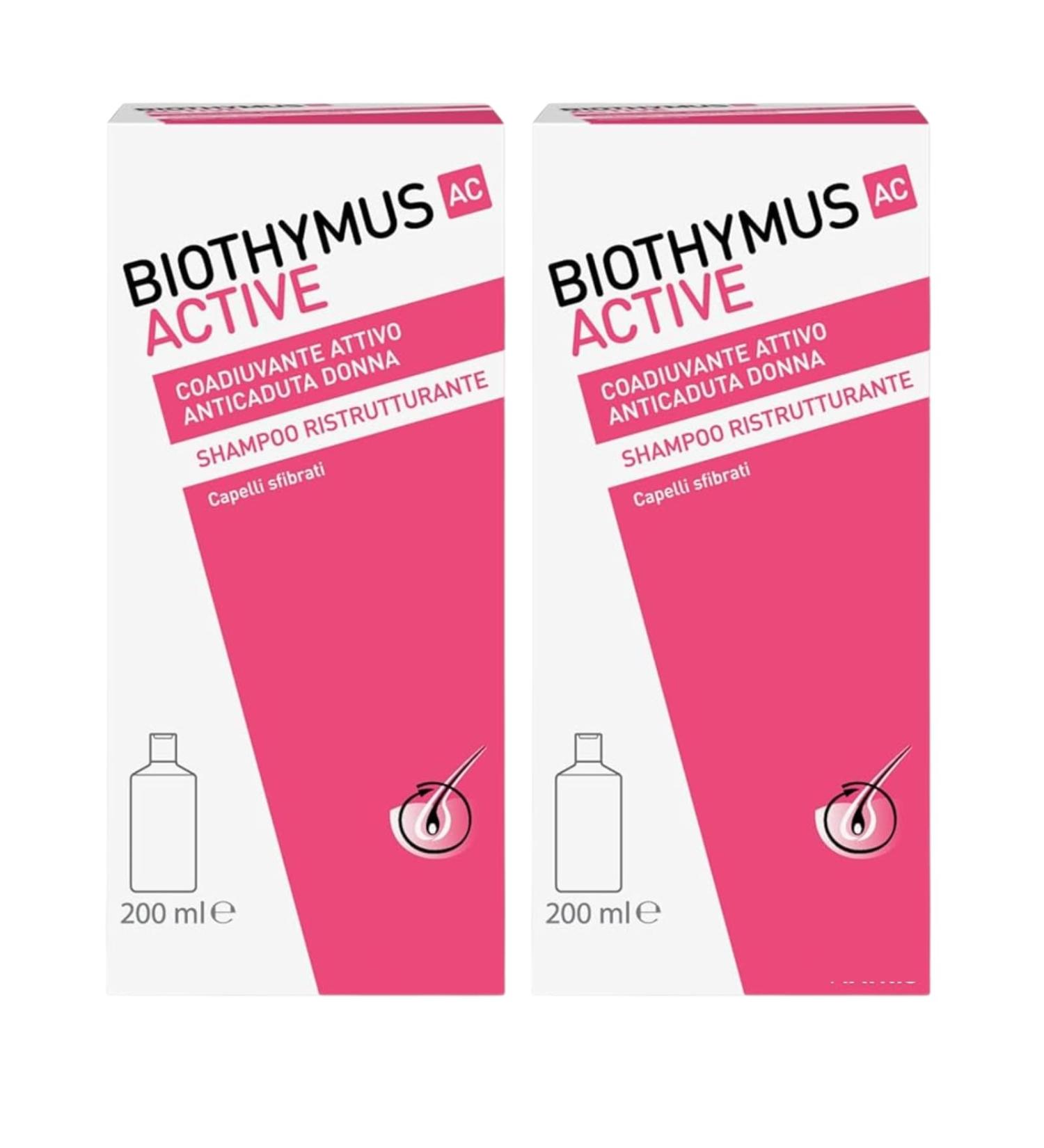Biothymus Biothymus Active Women's Restructuring Anti-Hair Loss Shampoo for Damaged Hair 2 Packs of 200 ml