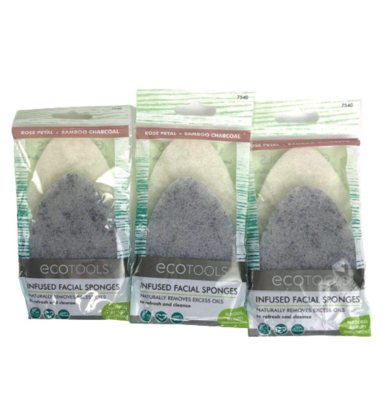 EcoTools Rose Petal Bamboo Charcoal Infused Facial Sponges - Set of 3 - Buy Online on GoSupps.com