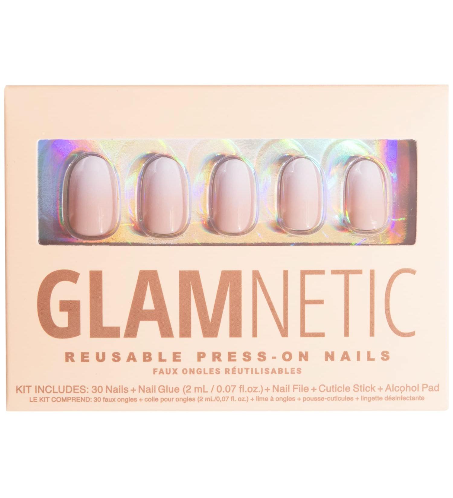 Glamnetic Press On Nails - Creamer | UV Finish Neutral Ombre Short Round | 30 Nail Kit with Glue, 15 Sizes - Buy Online on GoSupps.com