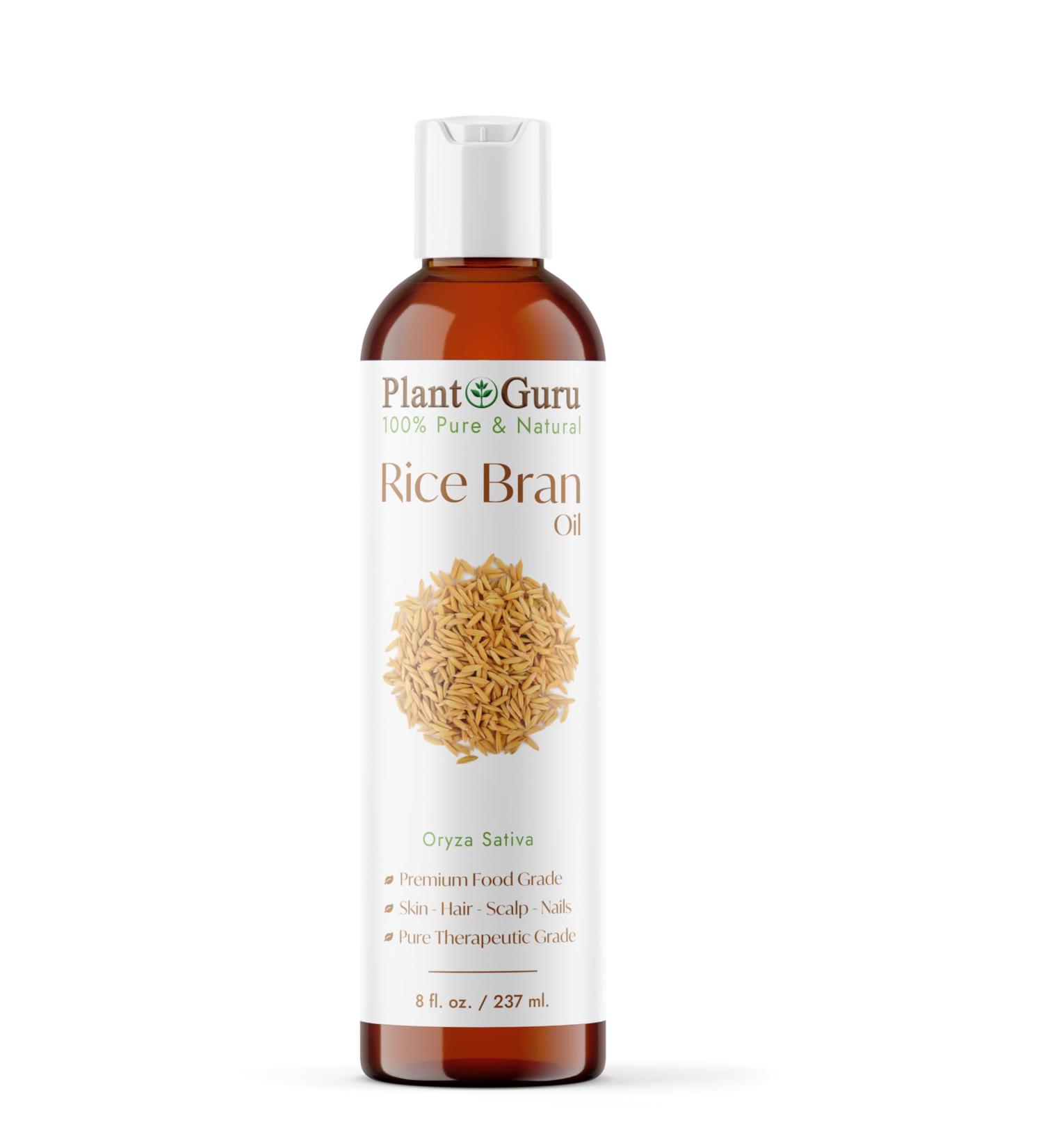 Plant Guru Rice Bran Oil 8 fl. oz. 100% Pure & Natural Carrier Oil for Skin Face Body and Hair Moisturizing. Great for DIY Creams Lotions and Lip Balms. - Buy Online on GoSupps.com
