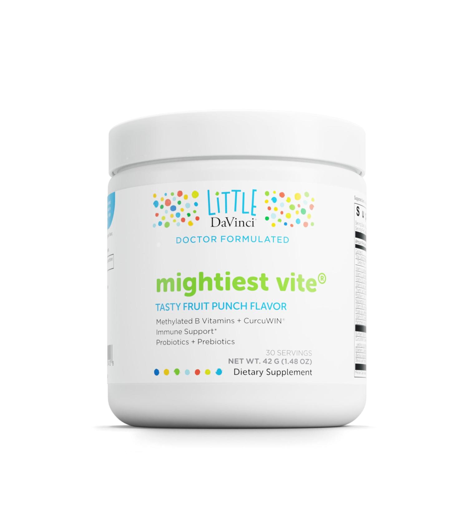 DAVINCI Little Mightiest Vite - Multivitamin for Kids with Probiotics & Prebiotics - Supports Immune System Function Gut Health & Brain Health* - Fruit Punch Flavor - 30 Servings (42 g) - Buy Online on GoSupps.com