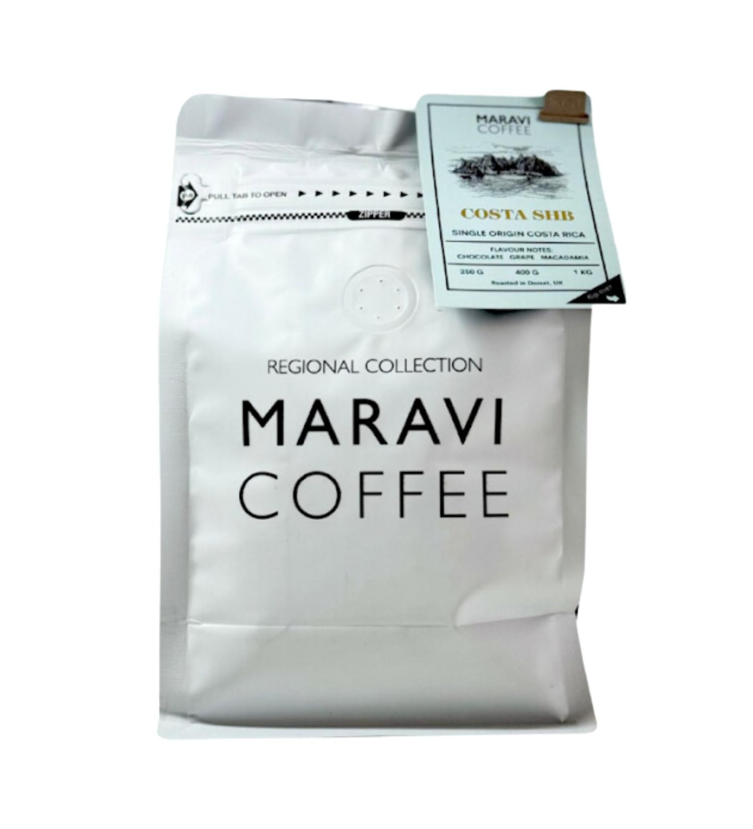 Maravi Speciality Coffee - Costa Rica SHB Arabica Coffee - Percolator Grind Coffee - Medium Roast - Chocolate Grape & Macadamia Notes - 400g Percolator Grind 400 g (Pack of 1) - Buy Online on GoSupps.com
