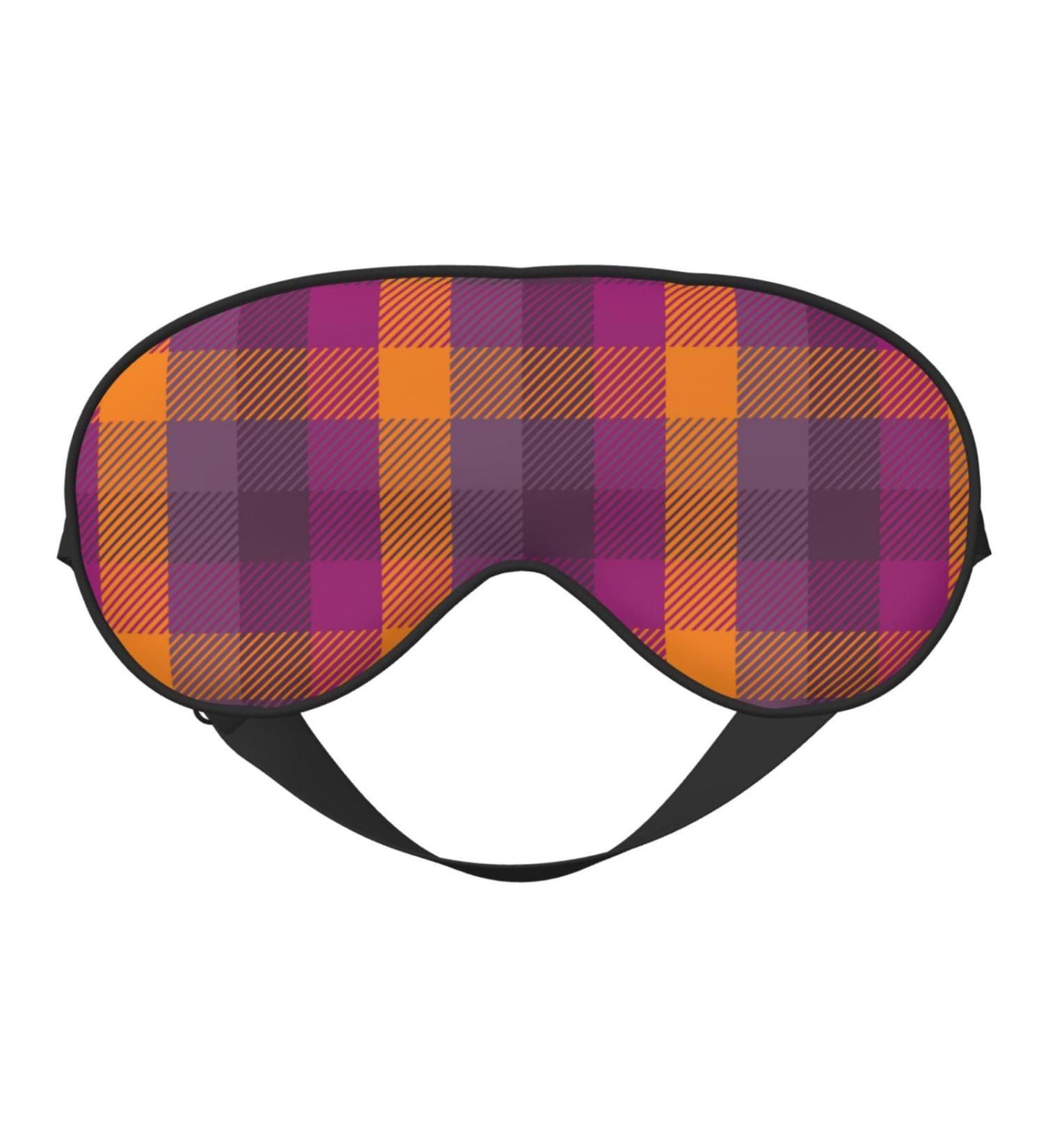 Adjustable Purple Yellow Buffalo Plaid Sleep Mask - Soft Double-Sided Eye Mask for Comfortable Sleep and Eye Edema Relief - Buy Online on GoSupps.com