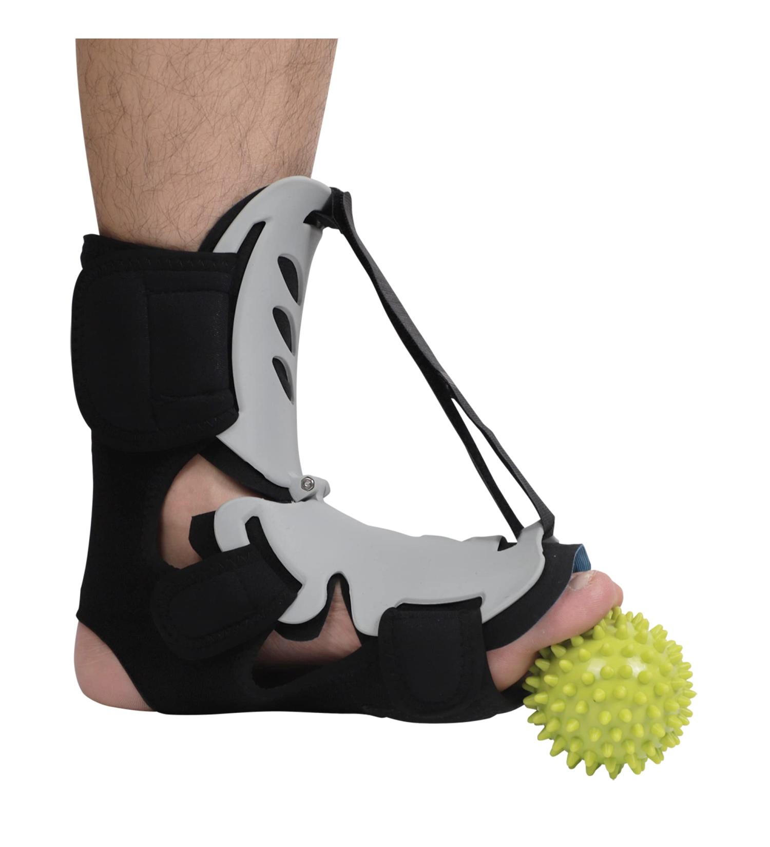 Komzer Plantar Fasciitis Night Splint with Spiky Massage Ball - Pain Relief for Heel, Arch & Ankle - Adjustable for Achilles Tendonitis - Fits Most Sizes - Buy Online on GoSupps.com
