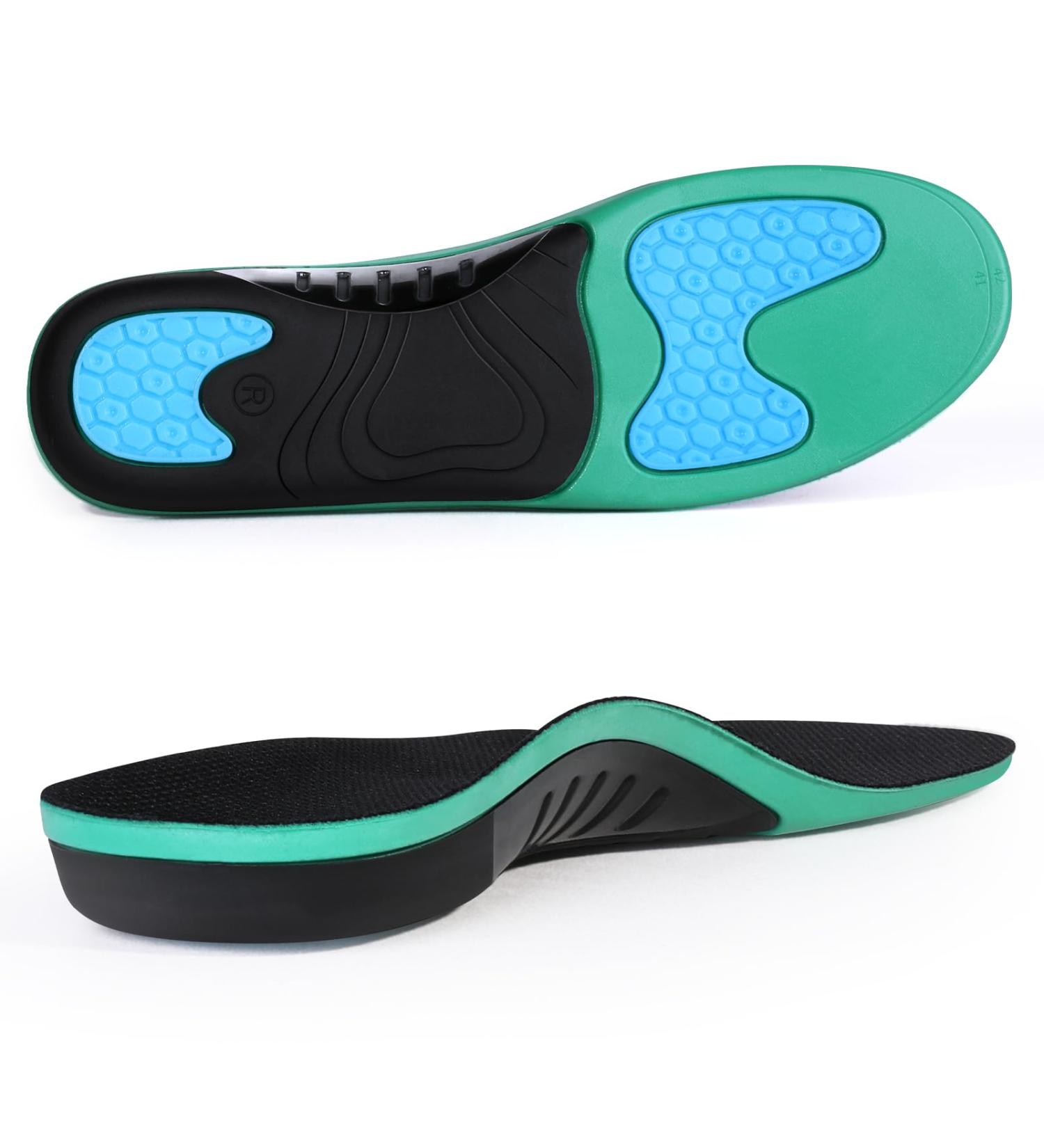 3angni Orthopedic Insoles for Heel Spurs & Plantar Fasciitis - Flat Foot Support for Men & Women - EU Size 37-38 (24cm) - Comfortable Work Shoe Insoles - Black - Buy Online on GoSupps.com