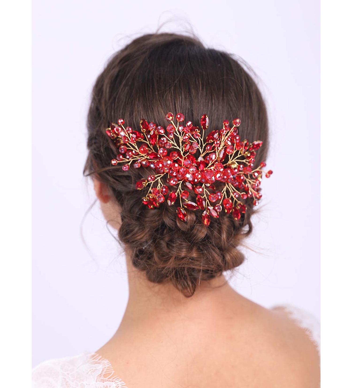 Wedding hair pieces red cheap