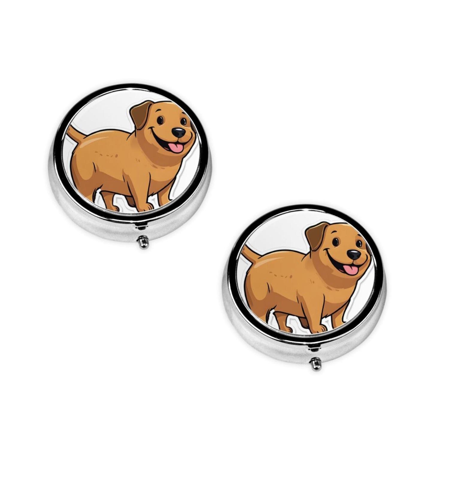 Funny Dachshund Dog Round Pill Box | 3 Compartment Mini Portable Travel Medicine Organizer - Buy Online on GoSupps.com