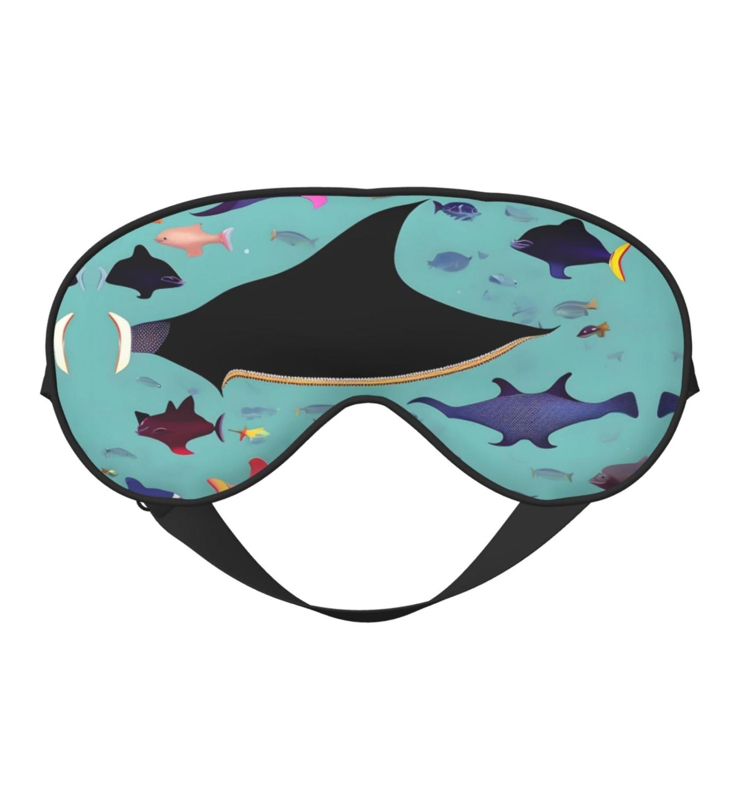 FoRes Manta Ray Fish Print Eye Mask - Light Blocking Adjustable Sleep Mask for Deep Rest | Unisex - Buy Online on GoSupps.com