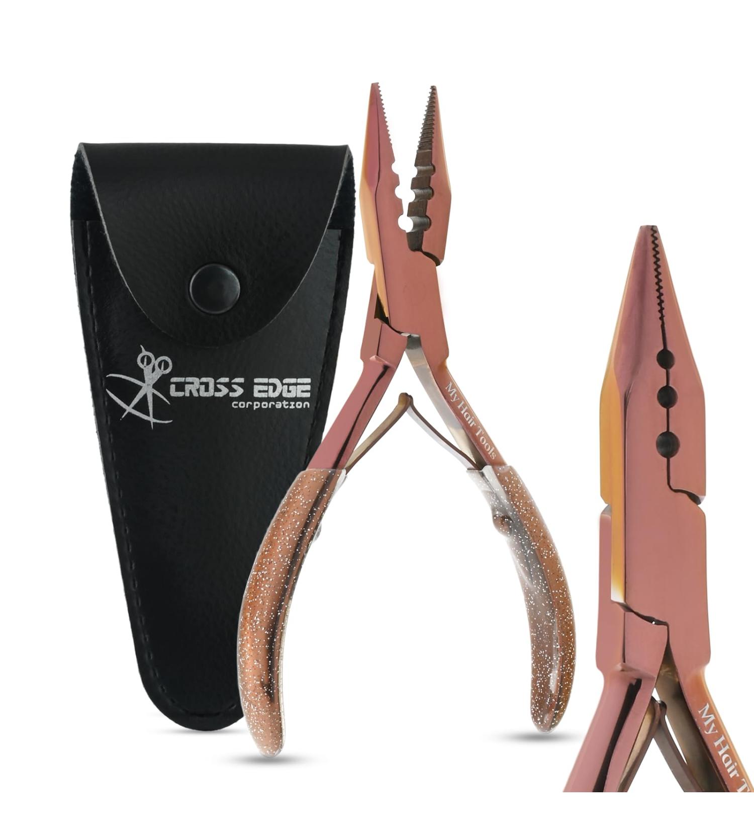 Pro Hair Extension Tools Mini 3 Holes Silicone Micro Beads & Nano Rings Hair Extensions Opener & Remover Pliers Hair Tinsel Feathers Fitting Plier Micro Bead Crimping Plier (Rose Gold Titanium Coated) - Buy Online on GoSupps.com