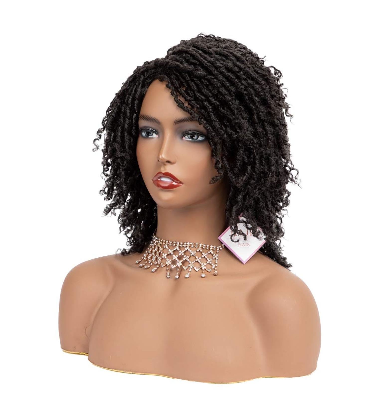 8 inch Short Dreadlock Wig for Black Women - Afro Curly Twist Synthetic Wig - Heat Resistant Faux Locs Braids - 1B Natural Black - Buy Online on GoSupps.com