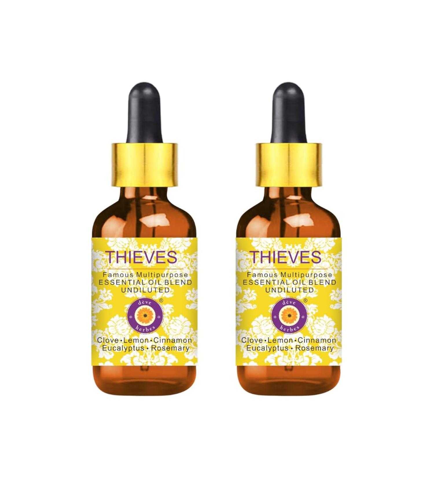 Deve Herbes Thieves Multipurpose Undiluted Essential Oil Blend with Glass Dropper (Pack of Two) 30ml X 2