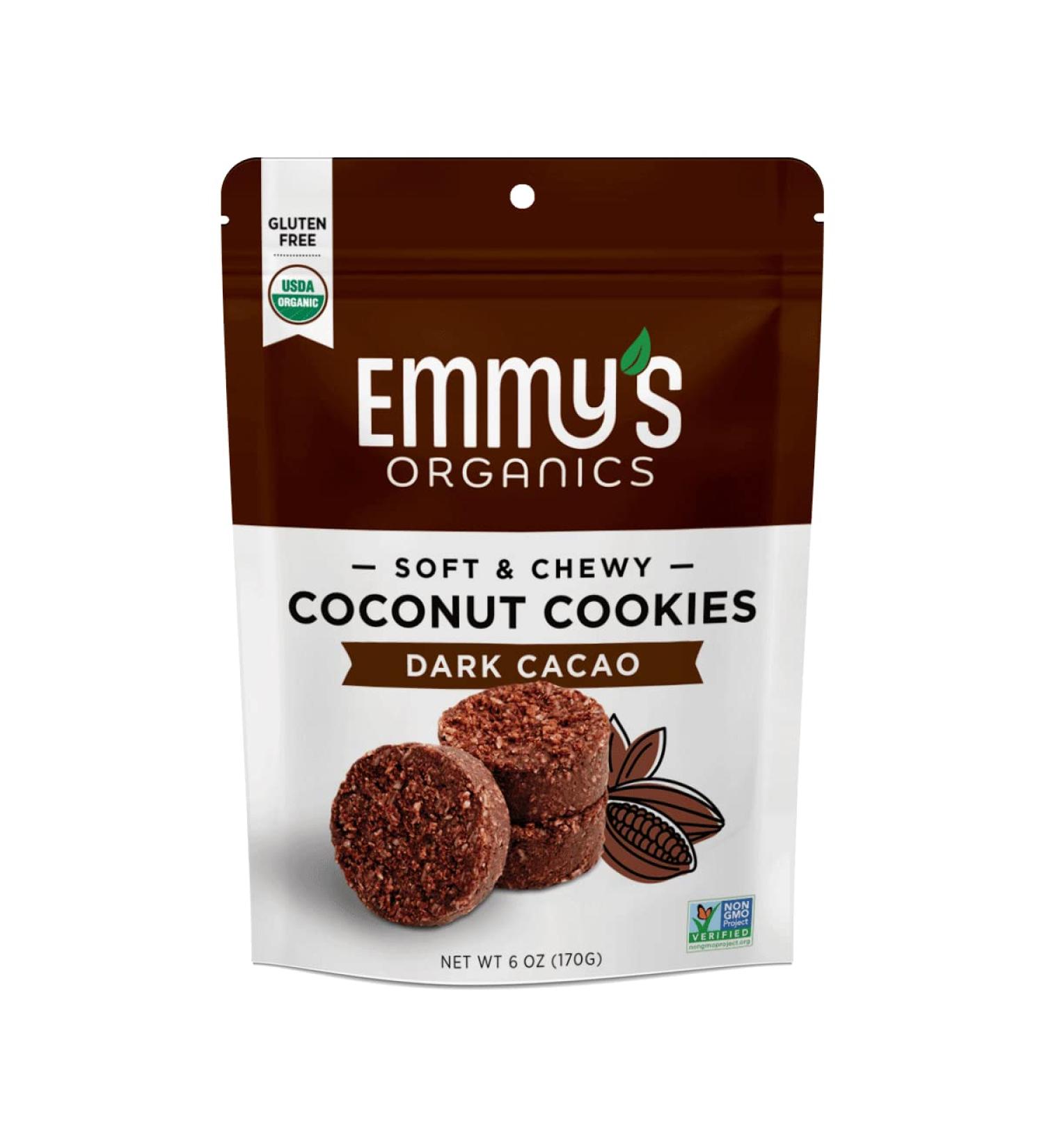 Emmy's Organics Coconut Cookies Dark Cacao 6 oz (Pack of 2) - Gluten-Free, Vegan, Paleo-Friendly - Buy Online on GoSupps.com