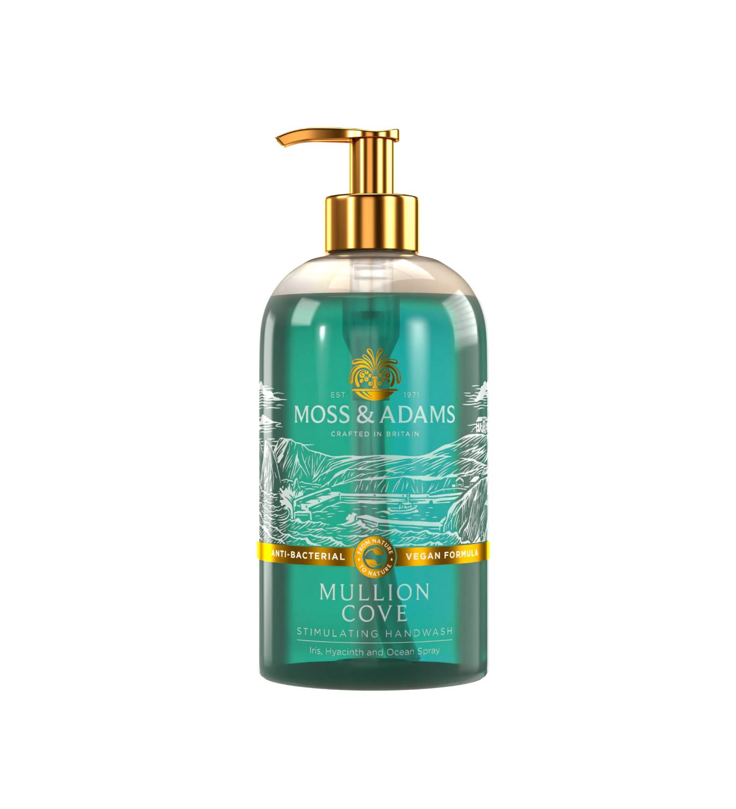 Stimulating Antibacterial Vegan Handwash - Moss & Adams Mullion Cove Ocean Spray 500ml - Buy Online on GoSupps.com