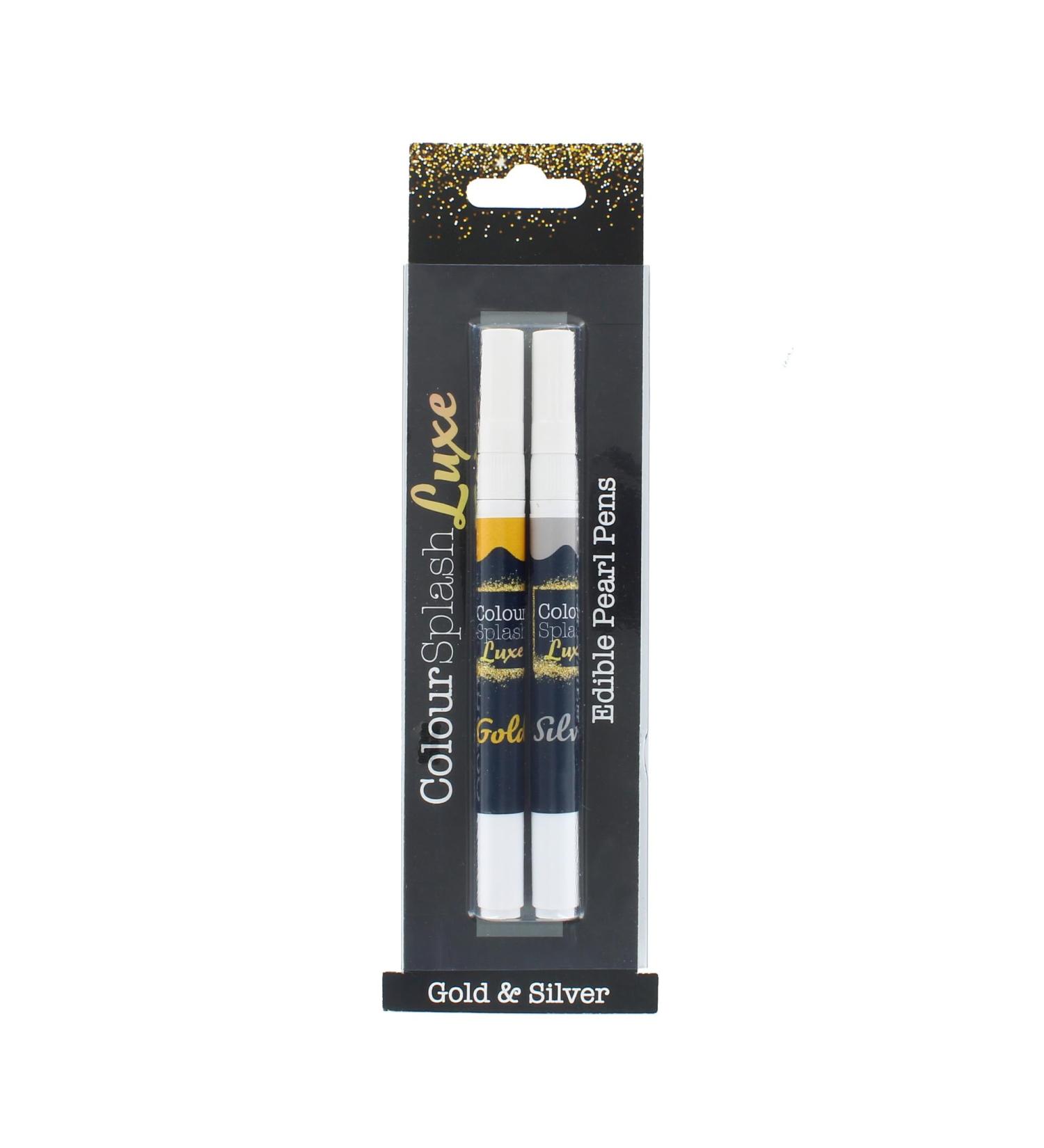 Colour Splash Luxe Pearl Pens | Gold & Silver | Vibrant Edible Colouring Felt Tip For Decorating Baking Writing And Personalising Cakes