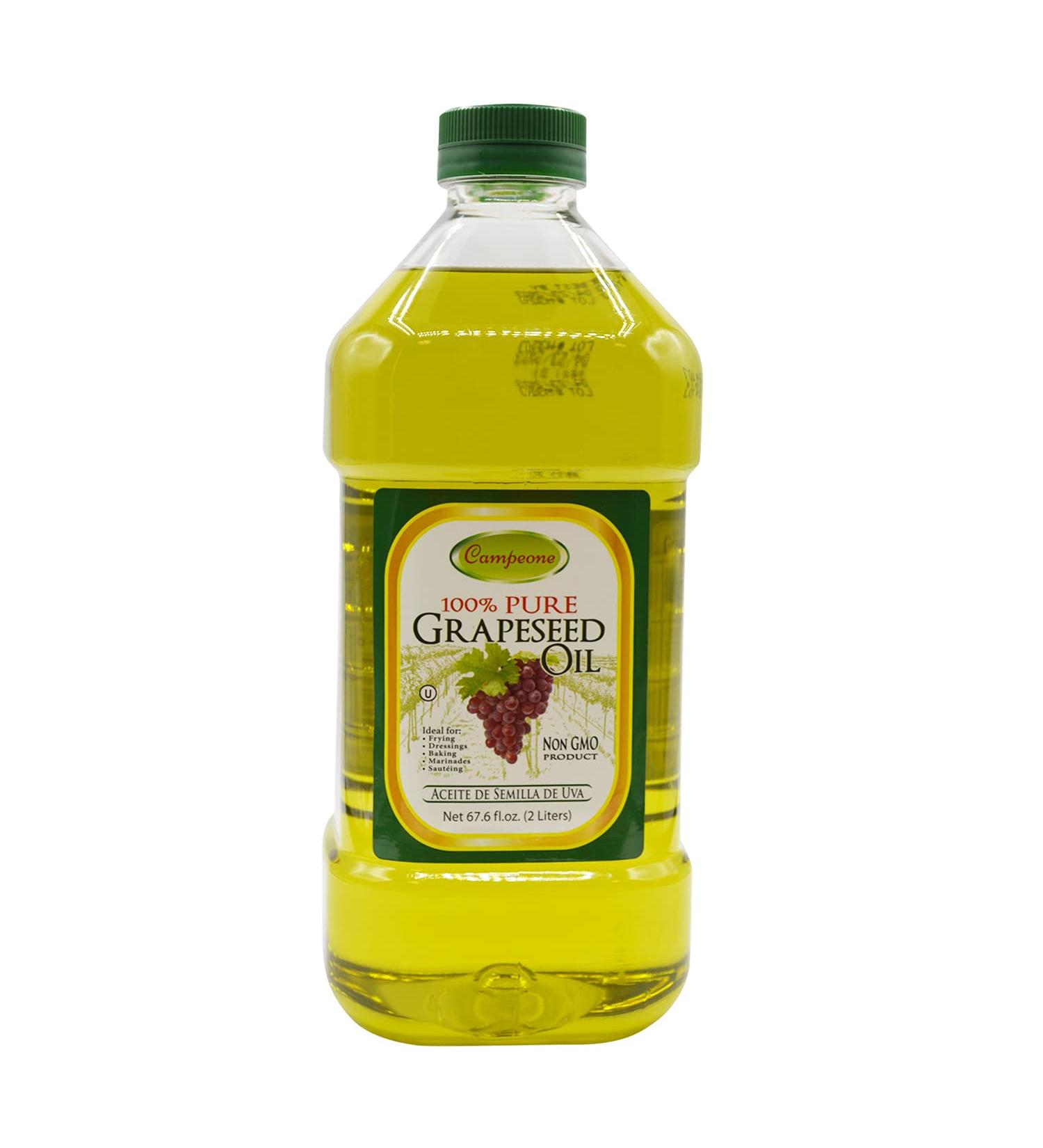 Campeone 100% Pure Grapeseed Oil with Vitamin E and Omega-6 - Light Tasting Oil for Cooking, Baking, and Grilling - 2 Liters - Buy Online on GoSupps.com