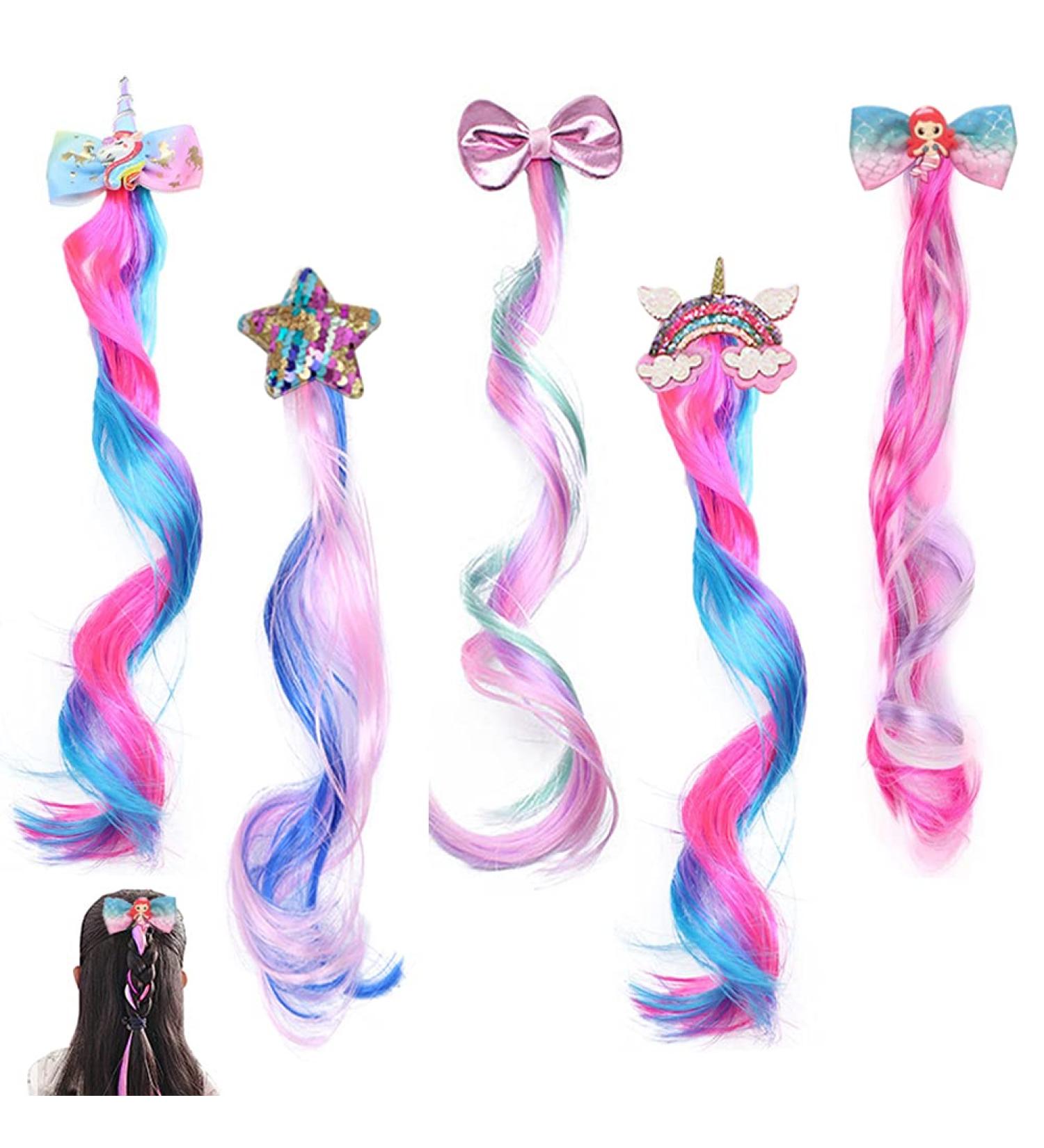 Color Gradient Unicorn Hair Clips for Girls - 5-Piece Mermaid Birthday Hair Accessories - Buy Online on GoSupps.com