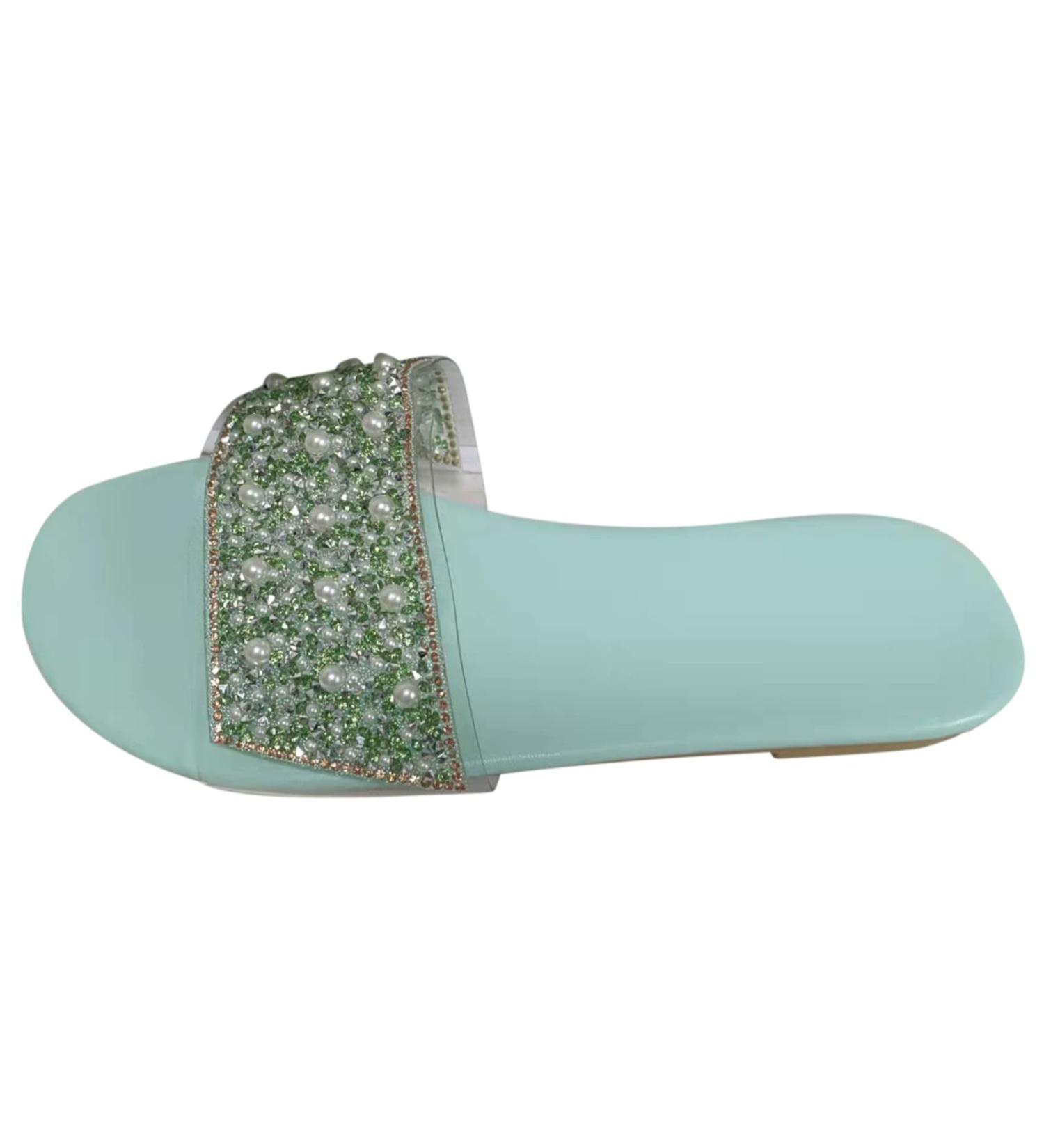 HSYHKDSY Women's Glitter Flat Sandals - Comfortable Summer Shoes for Holiday Style in Green Size 5.5 UK - Buy Online on GoSupps.com
