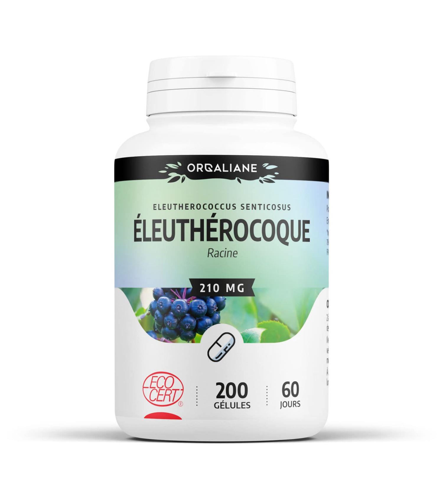Eleutherococcus 210 mg - 200 capsules - Ecocert certified - Buy Online on GoSupps.com