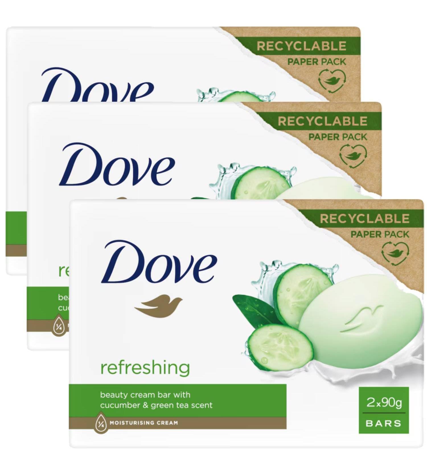  Dove Dove Beauty Cream Bar Solid Soap Various fragrances 2 x 90 g (3 units cucumber and green tea) - Buy Online on GoSupps.com
