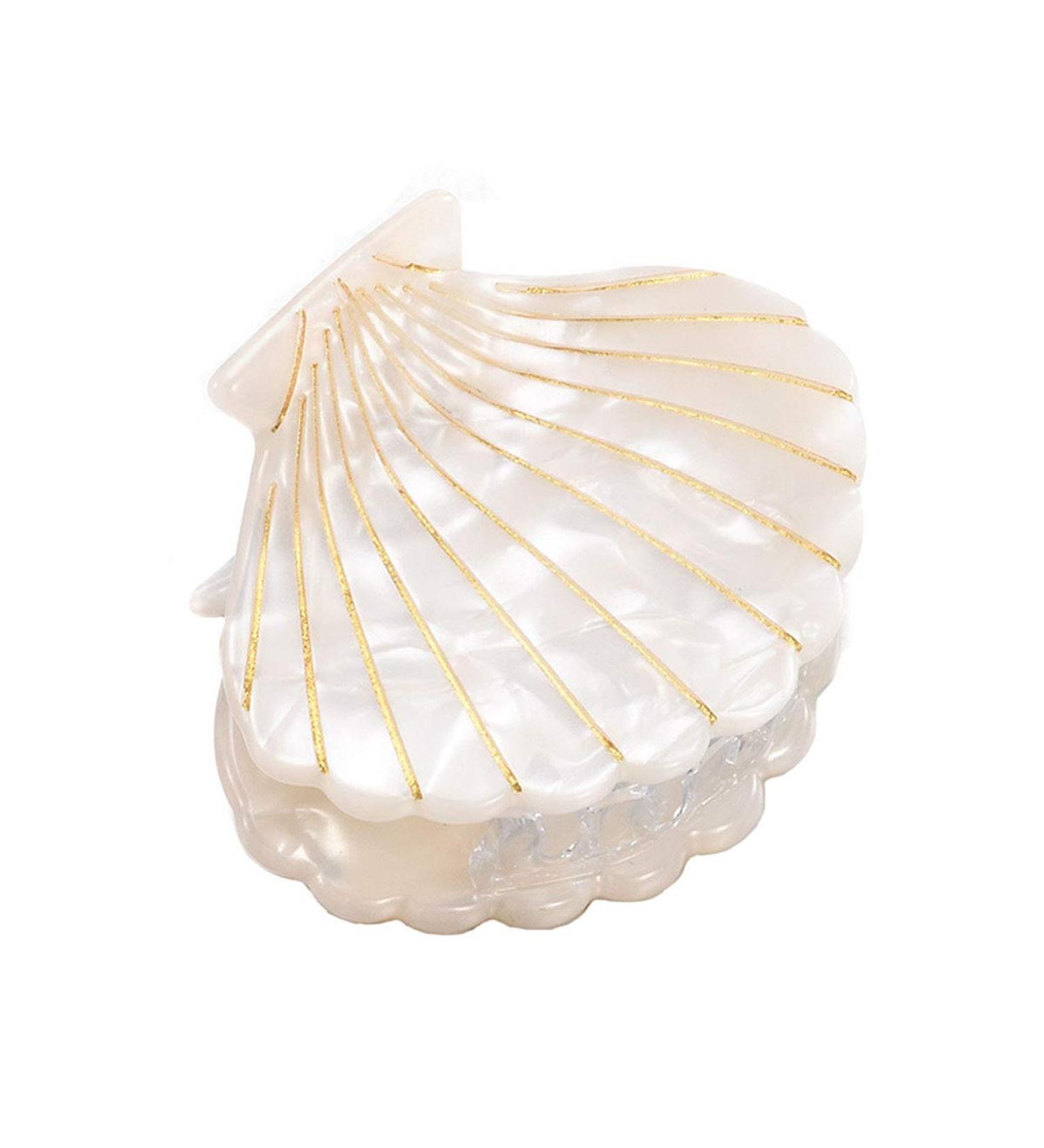 Shell Jaw Clip Hair Claw | Resin Hair Clips Marble Pattern Hair Accessories - White - Buy Online on GoSupps.com