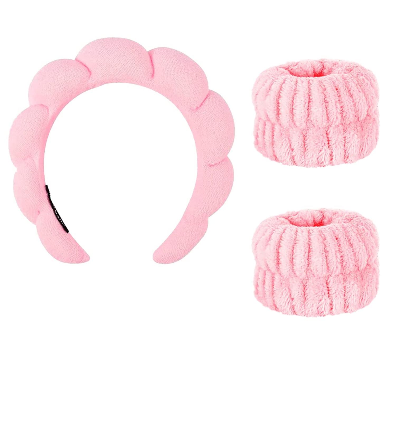 BIBYKIVN Sponge Spa Headband for Women - Pink | Face Washing, Makeup, Skincare, Shower, Hair Accessories - Buy Online on GoSupps.com