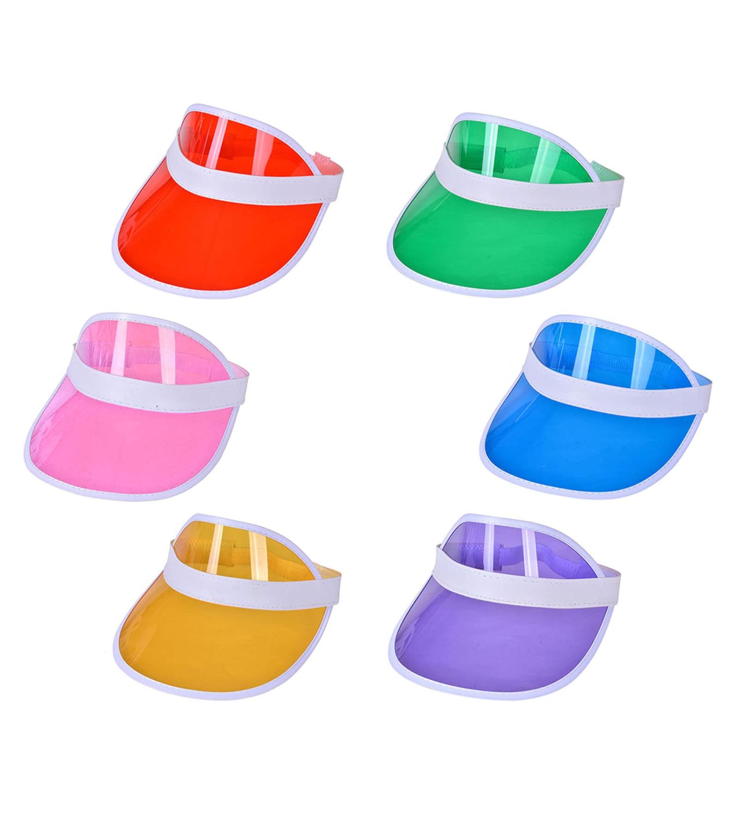 Unisex Solar Visor in Neon Colors - 6 Pieces | Retro Summer Hats for Beach Golf Tennis & Poker Parties - Buy Online on GoSupps.com