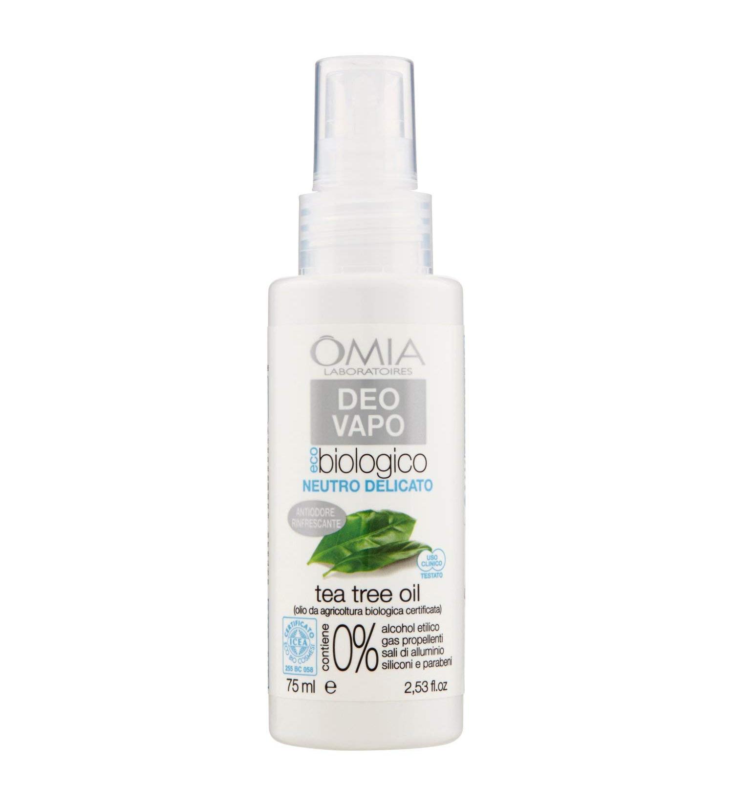  Omia Omia Deo Eco Bio Vapo with Tea Tree Oil Refreshing and Anti-Odour Deodorant Without Aluminium Salts and Gas 24 Hour Freshness Deodorant for Men and Women Dermatologically Tested 75 ml - Buy Online on GoSupps.com