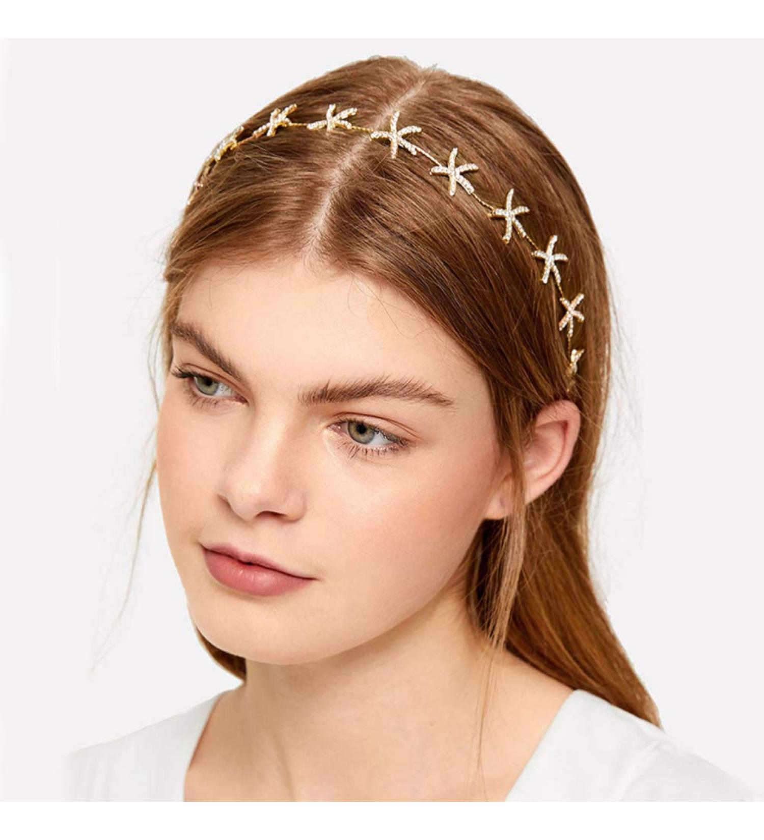 Lurrose Wedding Star Headgear - 1PC Golden Rhinestone Headband Hair Accessory for Brides - Buy Online on GoSupps.com