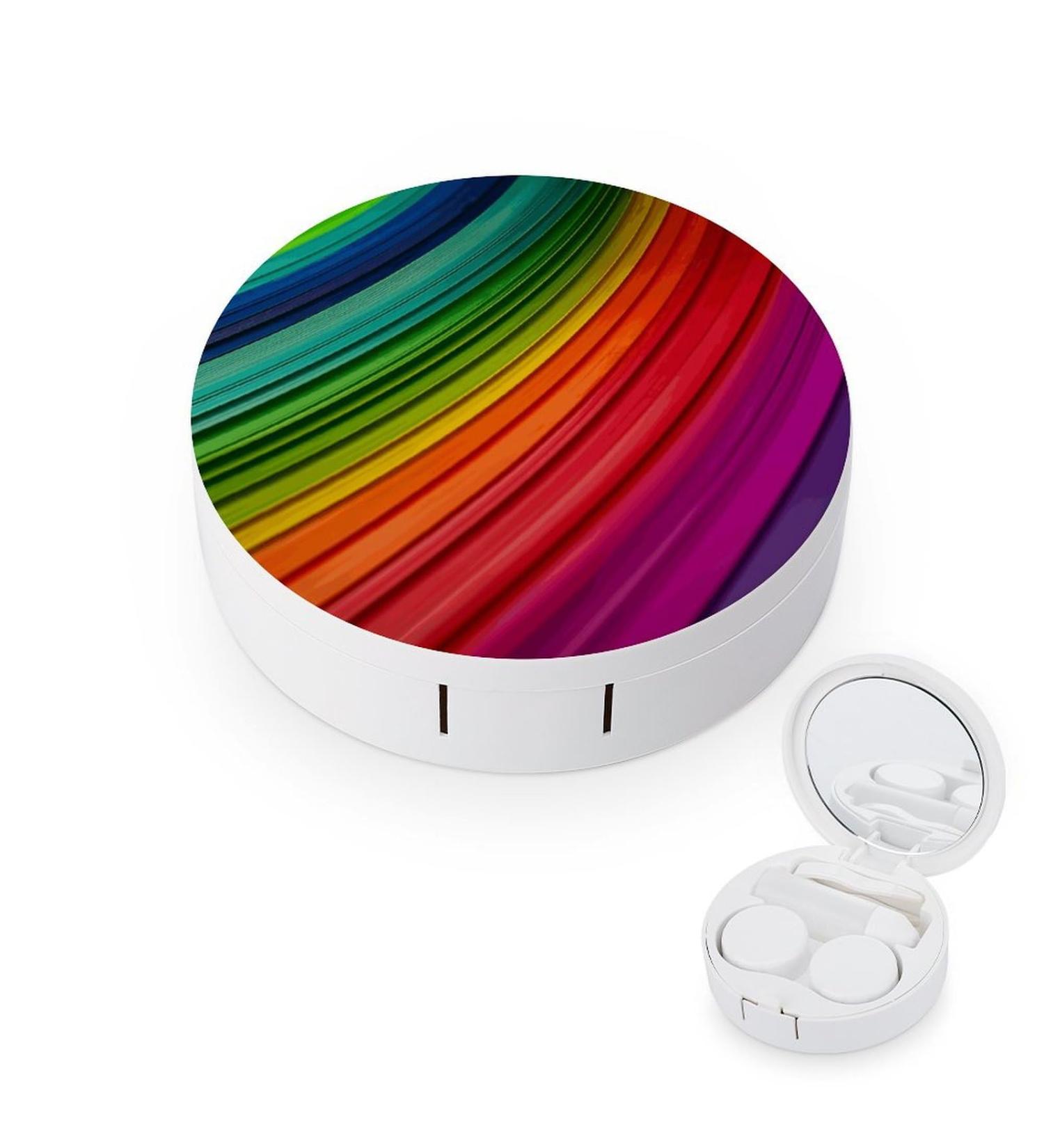 Rainbow Stripe Contact Lens Case - Stylish & Travel-Friendly Lens Care Box - Buy Online on GoSupps.com
