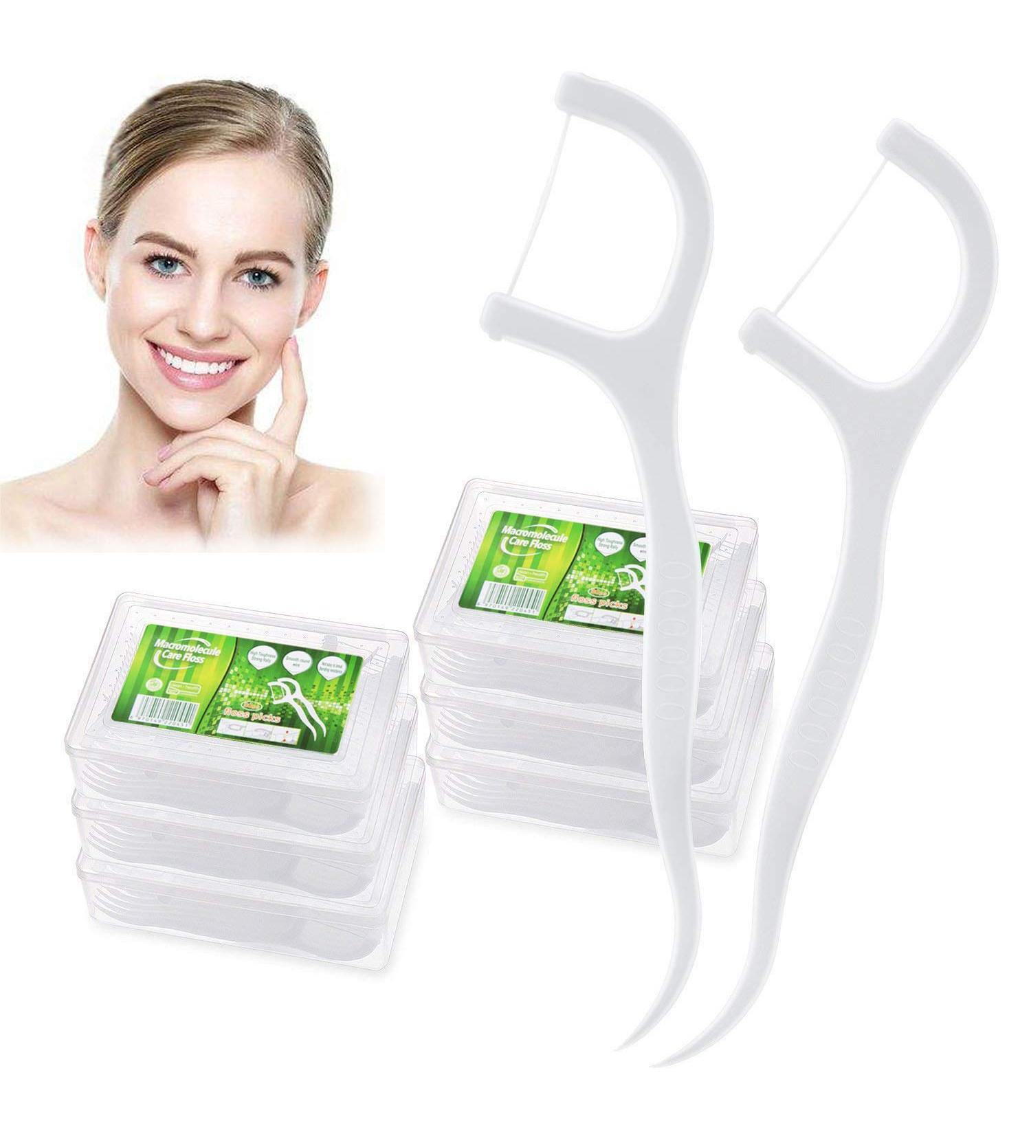 Czemo 300 Pieces Interdental Floss Sticks - White Dental Care Tooth Cleaners Silk Sticks & Toothpick Oral Care | 6 Pack - Buy Online on GoSupps.com