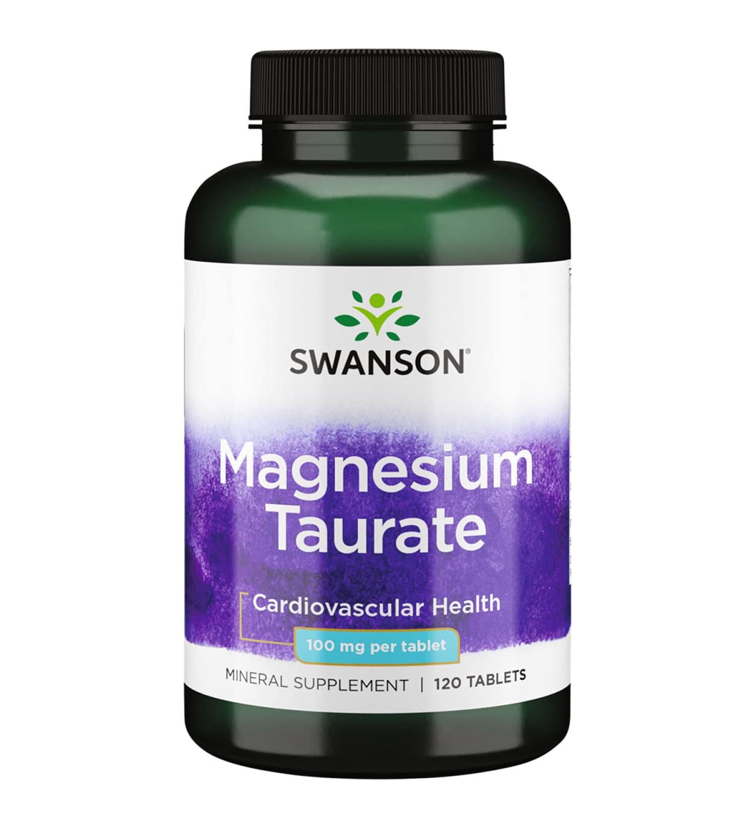 Swanson Magnesium Taurate Supplement - 120 Tablets x 100mg - Natural Mineral Formula with Taurine - 120 Count - Buy Online on GoSupps.com