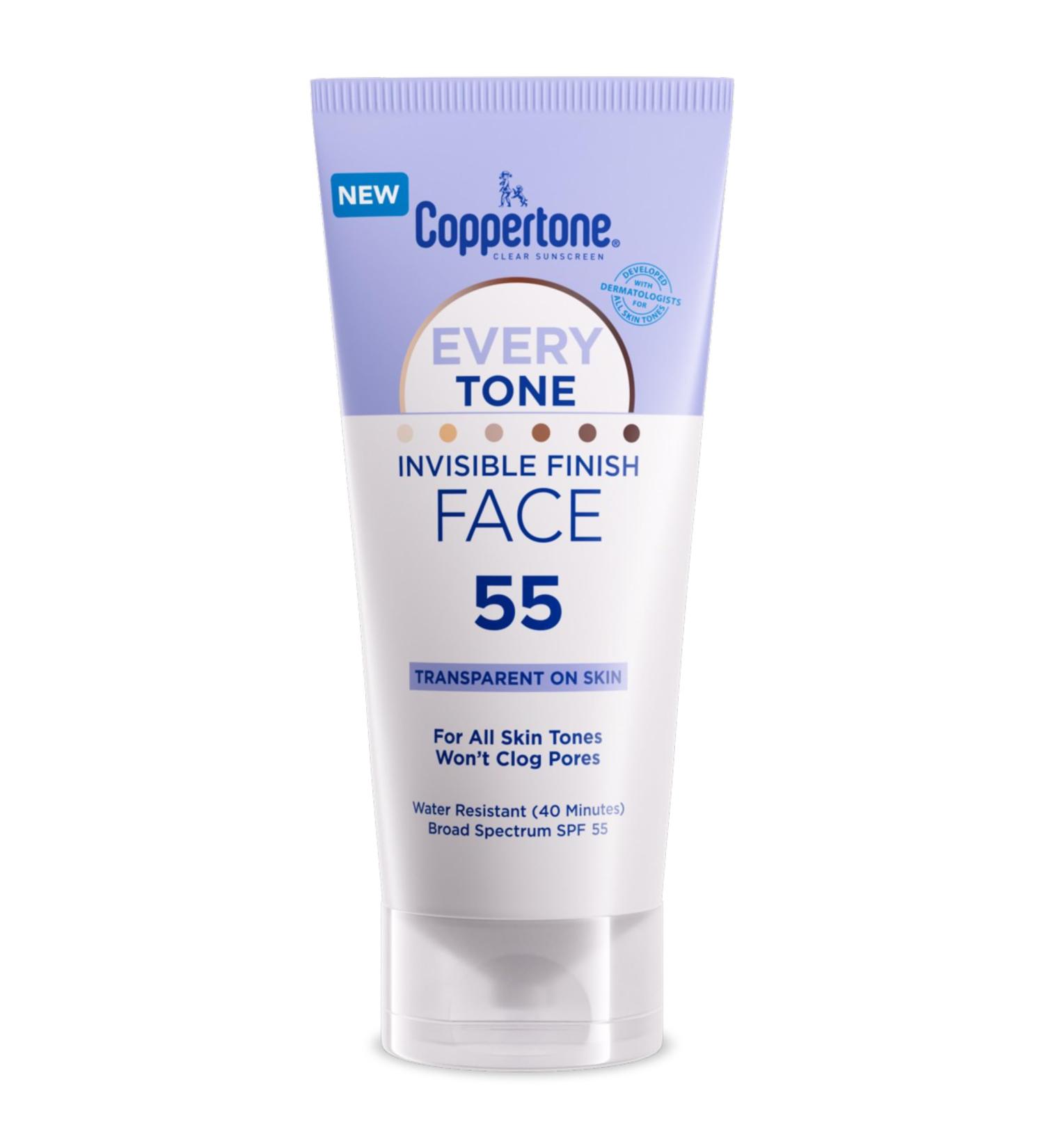 Coppertone Every Tone Invisible Finish Face Sunscreen SPF 55 Lightweight Blends in Clear Sunscreen for All Skin Tones 2 Fl Oz Tube 2 Fl Oz (Pack of 1) - Buy Online on GoSupps.com