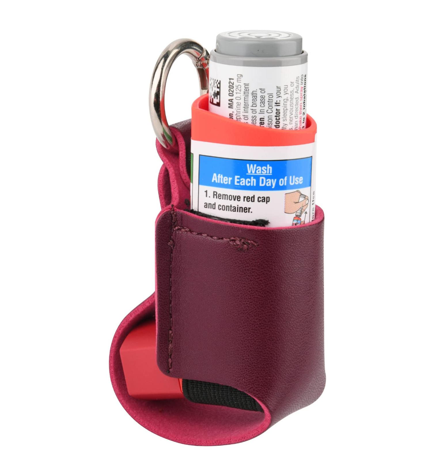 Buy Beautyflier Asthma Inhaler Holder - Durable Microfiber Leather Keychain for Kids & Adults | Travel-Friendly & Stylish (Red - Buy Online on GoSupps.com