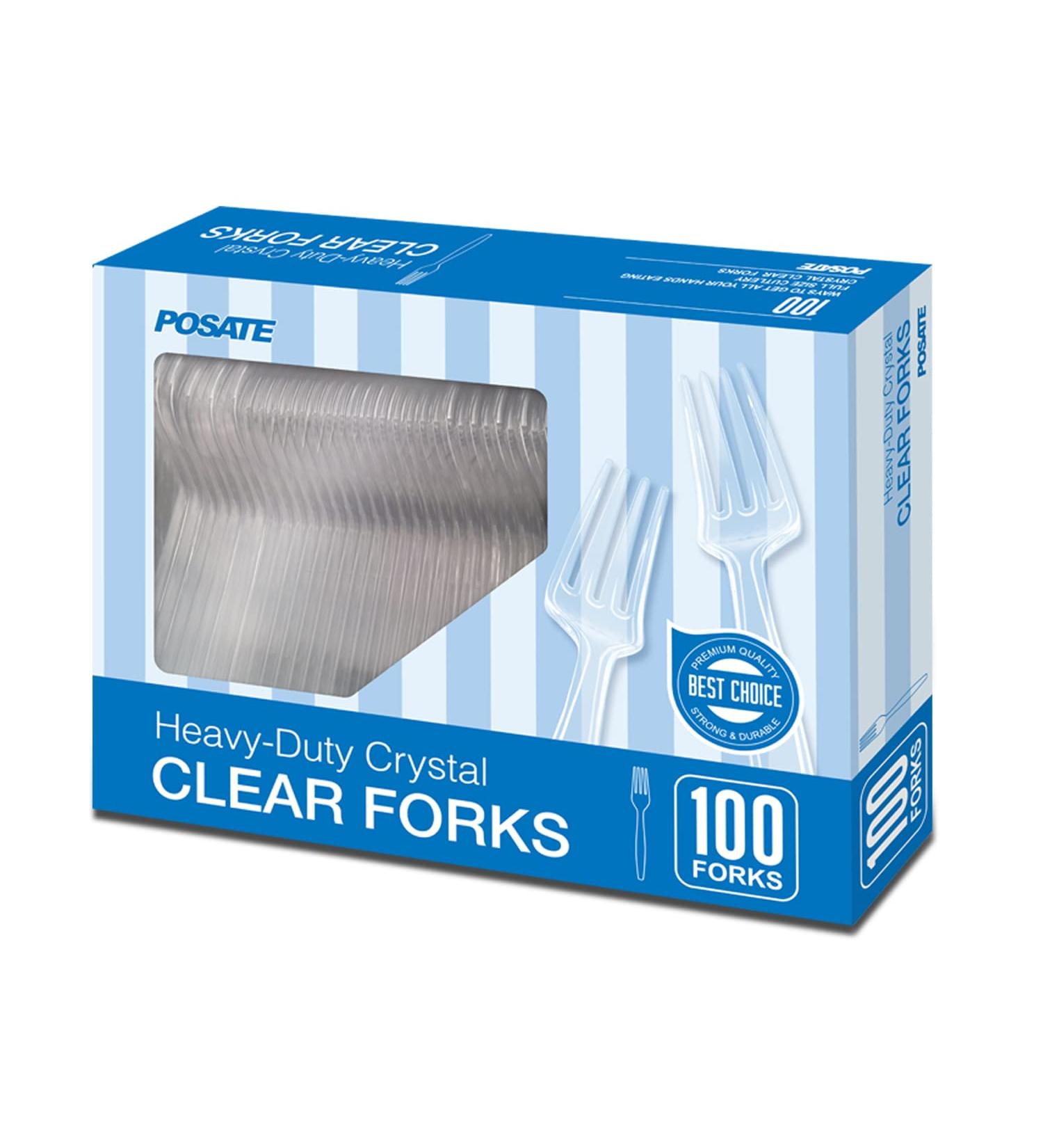 POSATE Heavy Weight Clear Disposable Plastic Forks - 100 Count - Buy Online on GoSupps.com