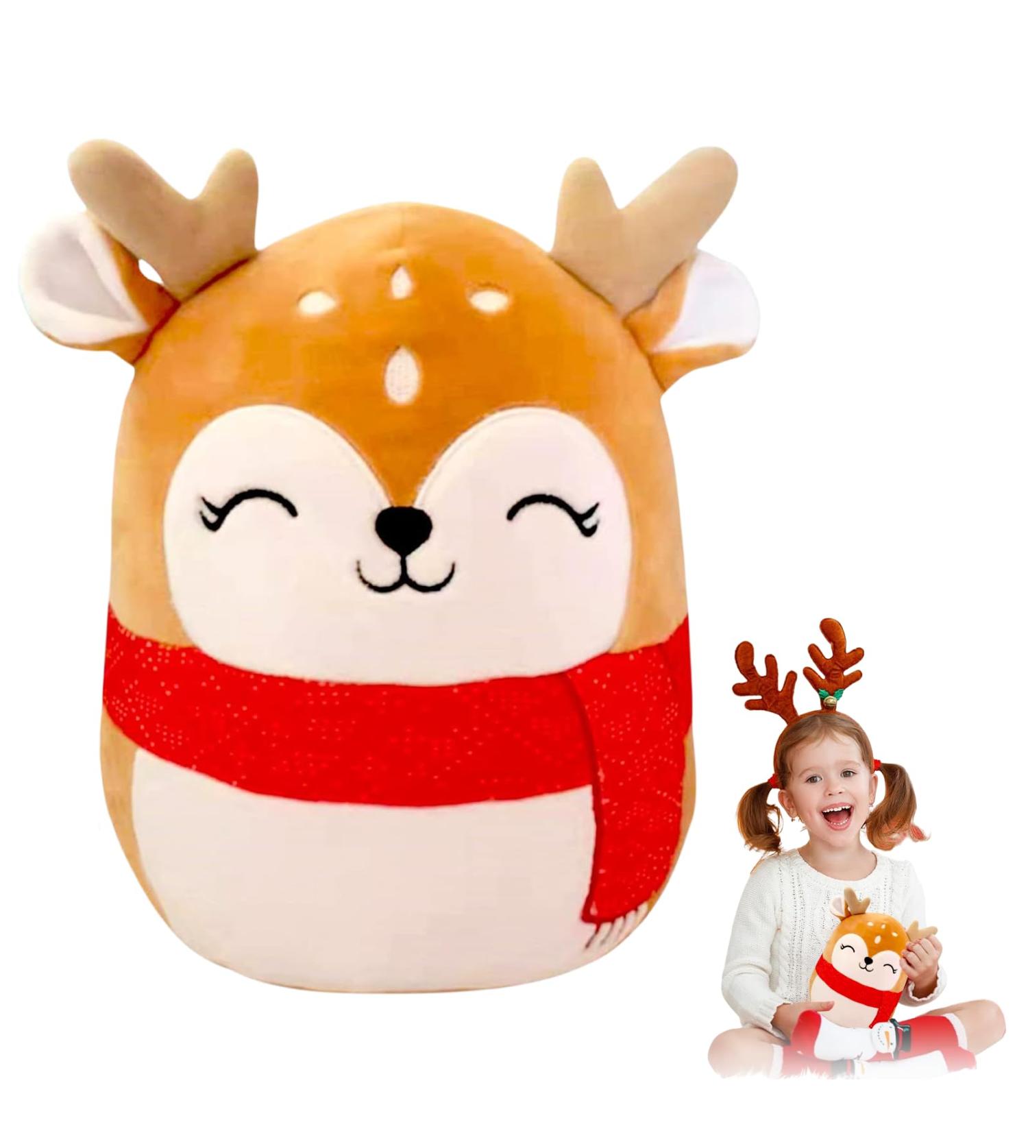 Christmas Elk Stuffed Animal Plush Pillow - Cute Soft Toy for Kids - Perfect Gift for Christmas & Birthdays - Decorative Pillow for Sofa & Bedroom - Buy Online on GoSupps.com