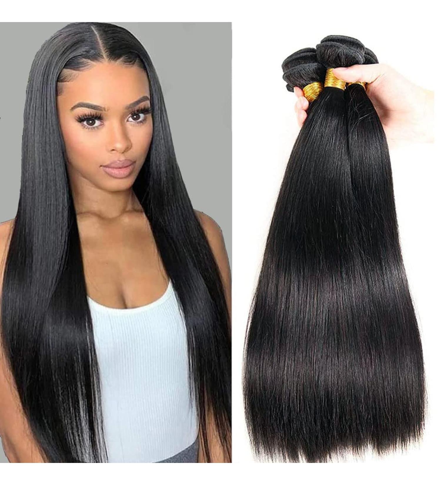 10A Brazilian Virgin Remy Straight Hair Bundles - 14 16 18 Inch | Unprocessed Human Hair Weave - 3 Bundles - Buy Online on GoSupps.com