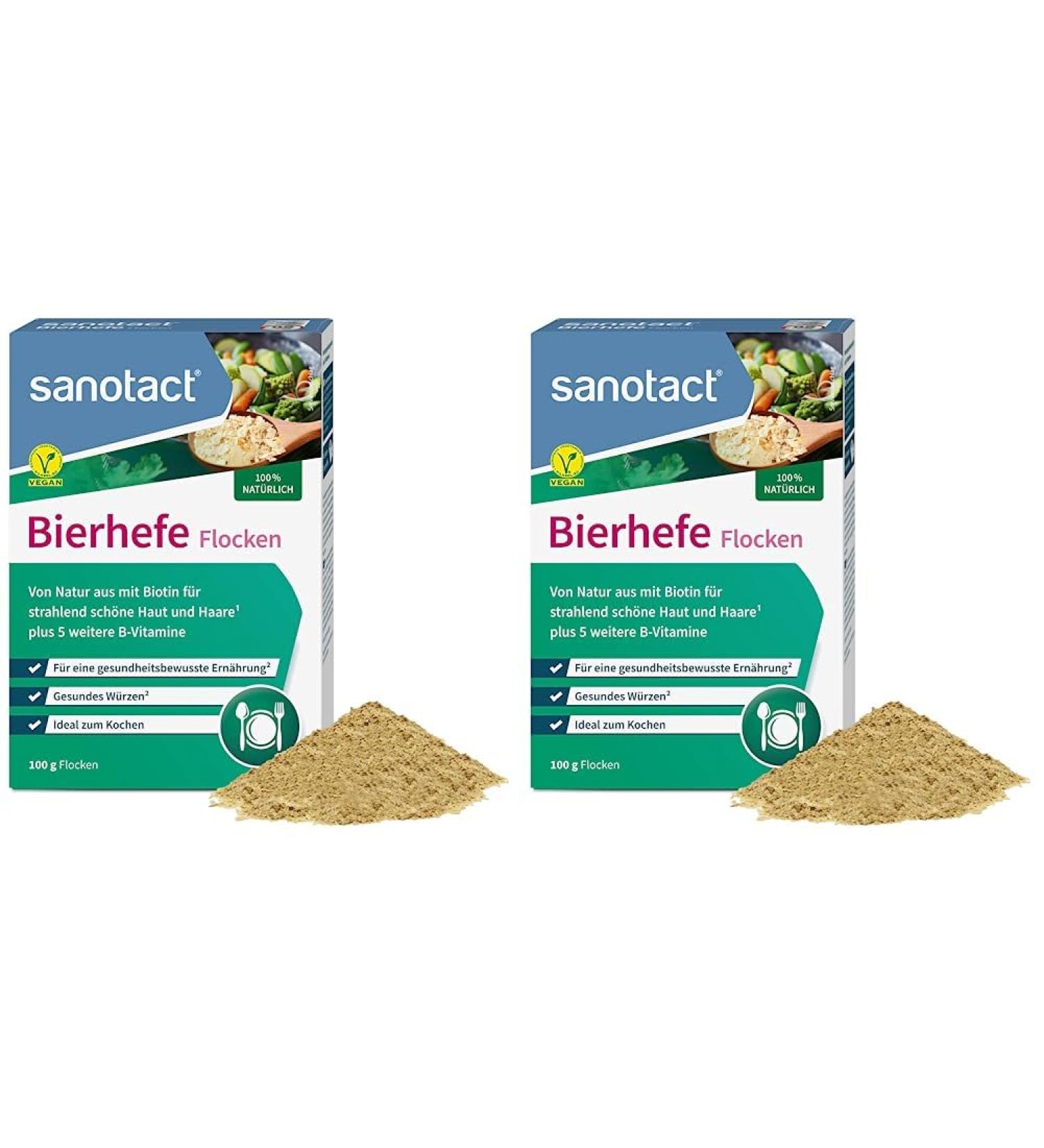 Sanotact Beer Yeast Flakes 100g | Vegan Parmesan Alternative with Biotin & 6 B Vitamins for Skin Hair & Nails | Pack of 2 Ideal for Cooking & Seasoning - Buy Online on GoSupps.com