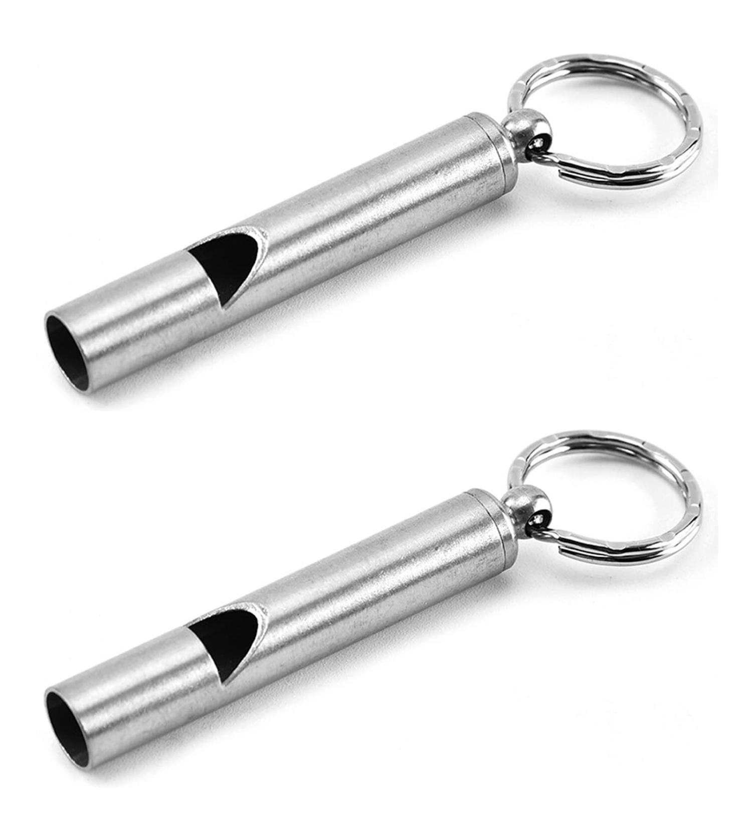 2PCS Mini Stainless Steel Survival Whistle for Camping, Hiking & Boating | Loud Emergency Whistle for Sporting Events | Call Your Dog - Keychain Included - Buy Online on GoSupps.com