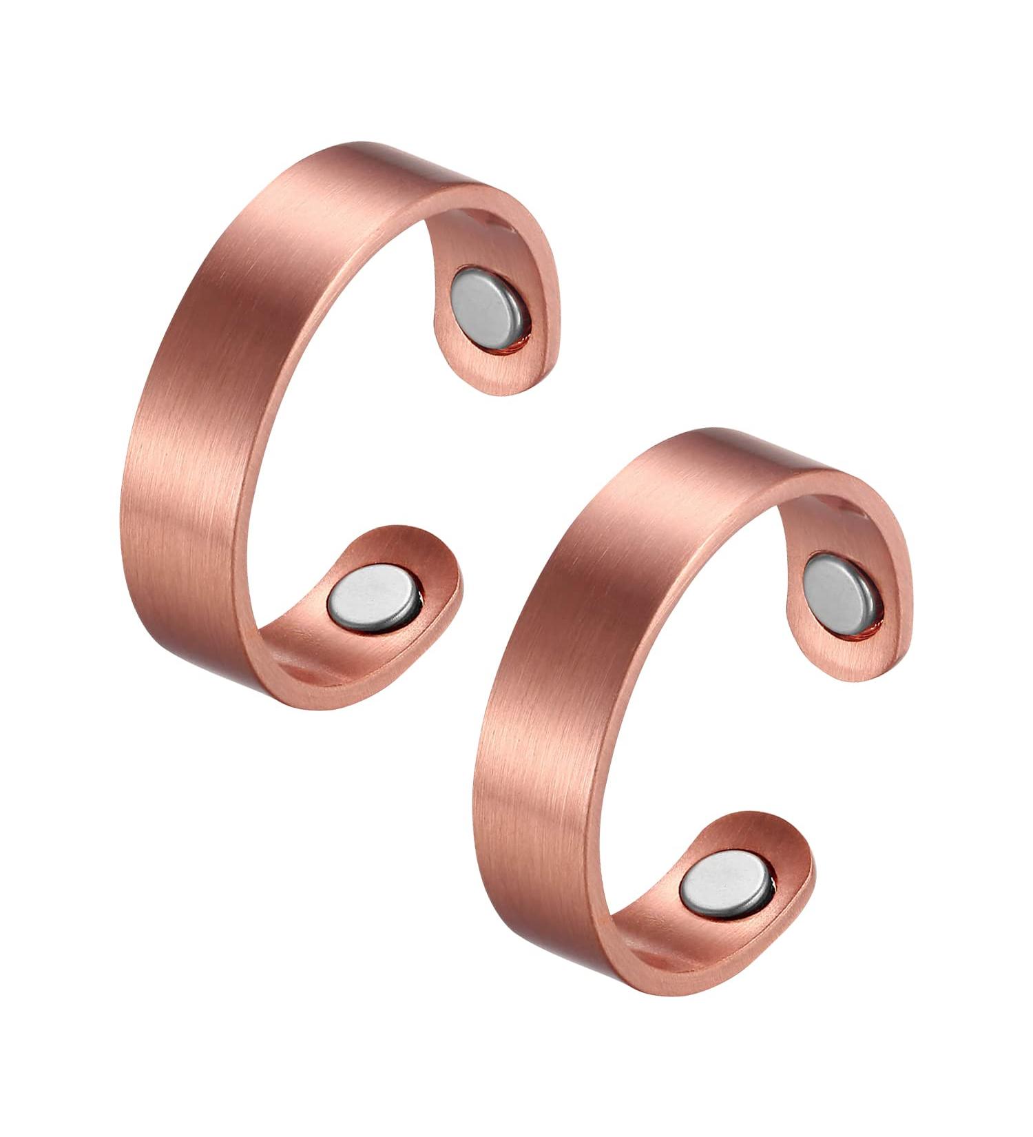 MagEnergy Copper Magnetic Rings for Pain Relief - Adjustable Unisex Therapy Rings (2Pcs) - Buy Online on GoSupps.com