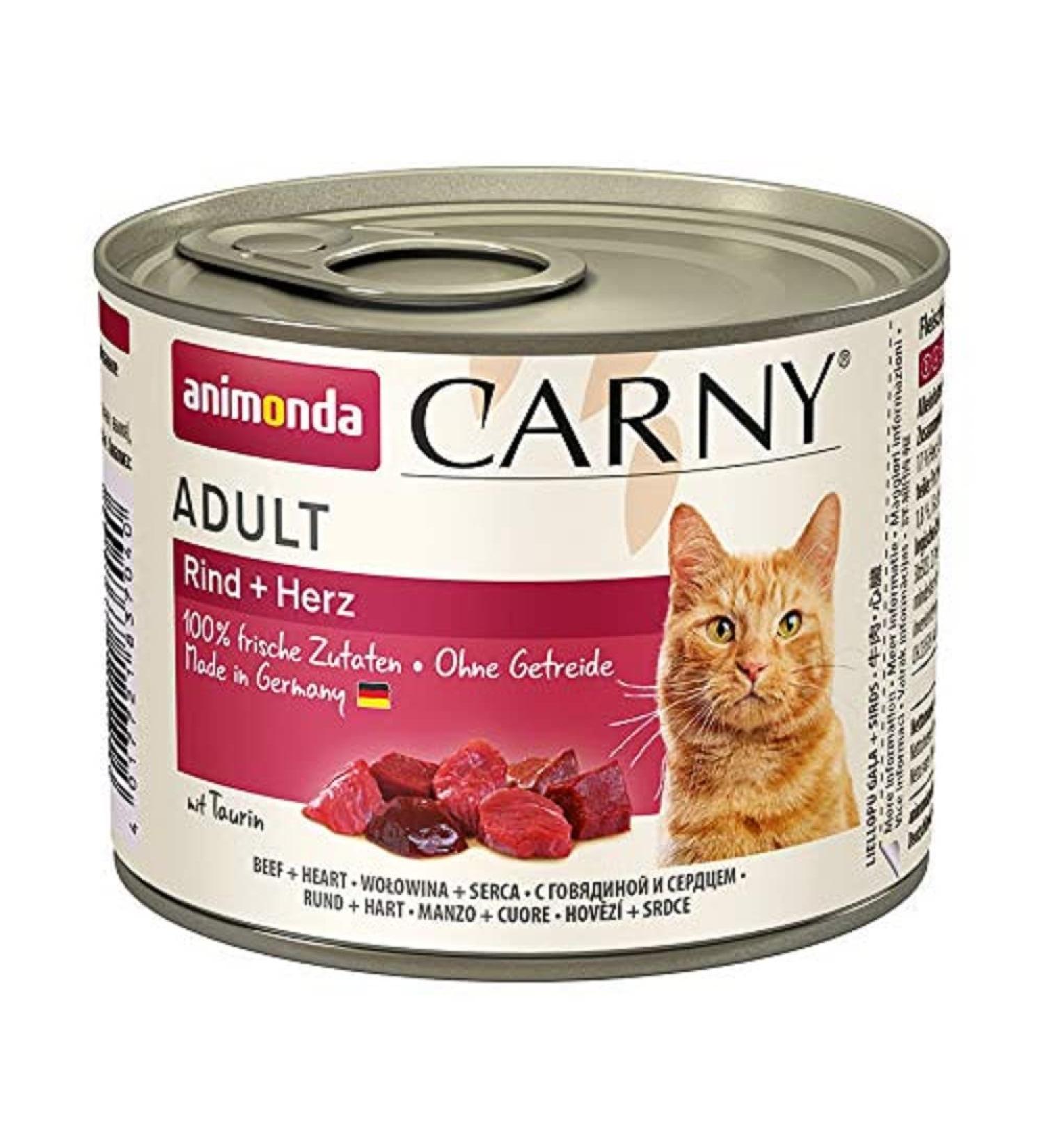 animonda Carny Adult cat food wet food for adult cats beef + heart 6 x 200 g beef + heart 1 piece (pack of 6)