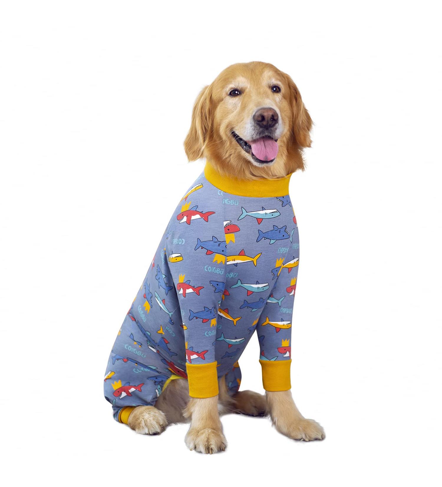 Dog Rehabilitation Suit | Soft Long-Sleeved Neuter Shirt for Large & Medium Dogs | Conical Alternatives for Post-Operation Care (2XL Shark) - Buy Online on GoSupps.com