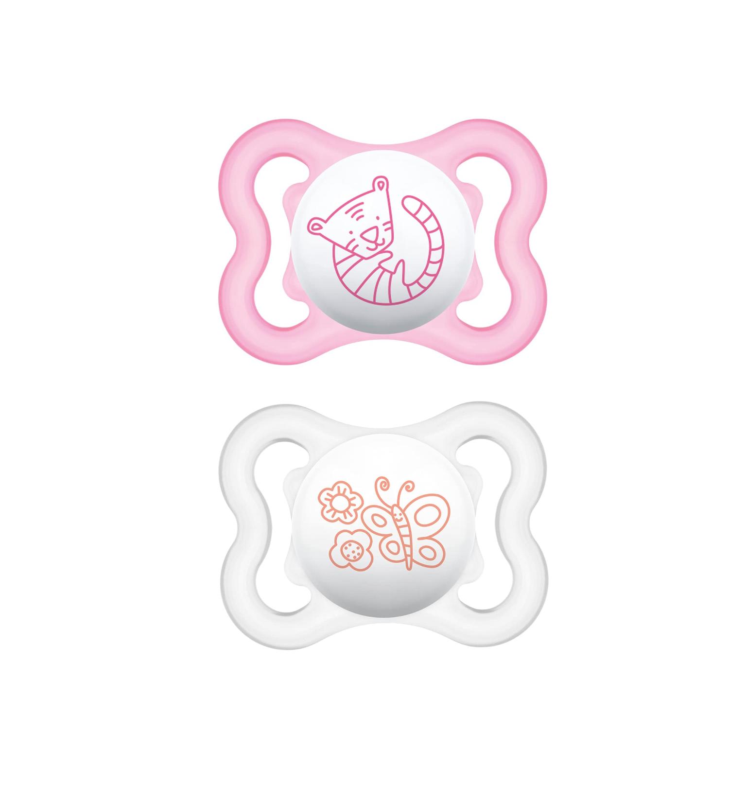 MAM Mini Air Pacifiers for Babies with Sensitive Skin (2 pack 1 Sterilizing Pacifier Case) MAM Soother with Silicone Nipple 0-6 Months Baby Girl - Buy Online on GoSupps.com