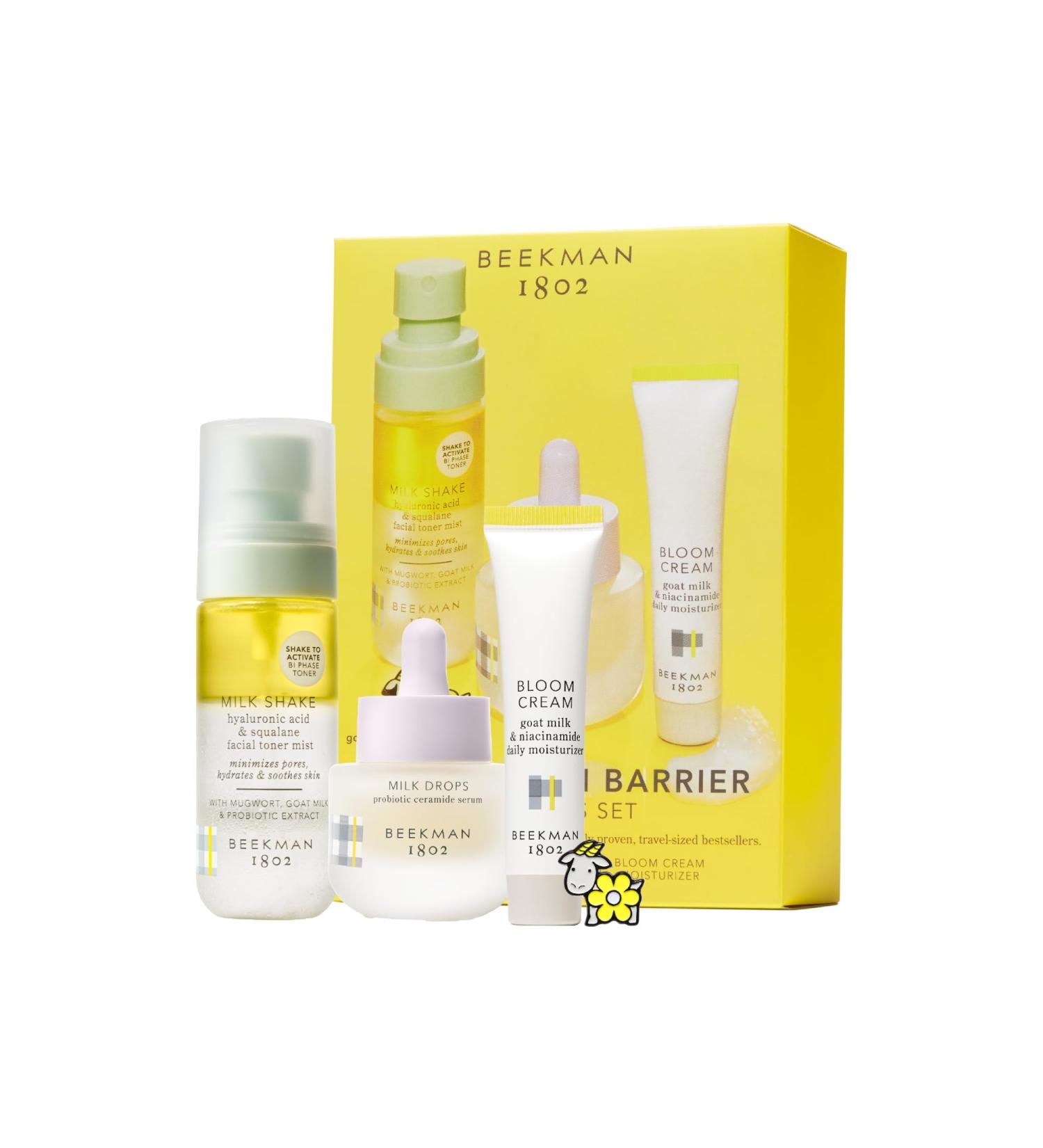 Beekman 1802 Goat Milk Minis Skincare Set - Travel-Friendly Squalene Toner Ceramide Serum & Moisturizer - Fragrance Free & Cruelty Free - Buy Online on GoSupps.com