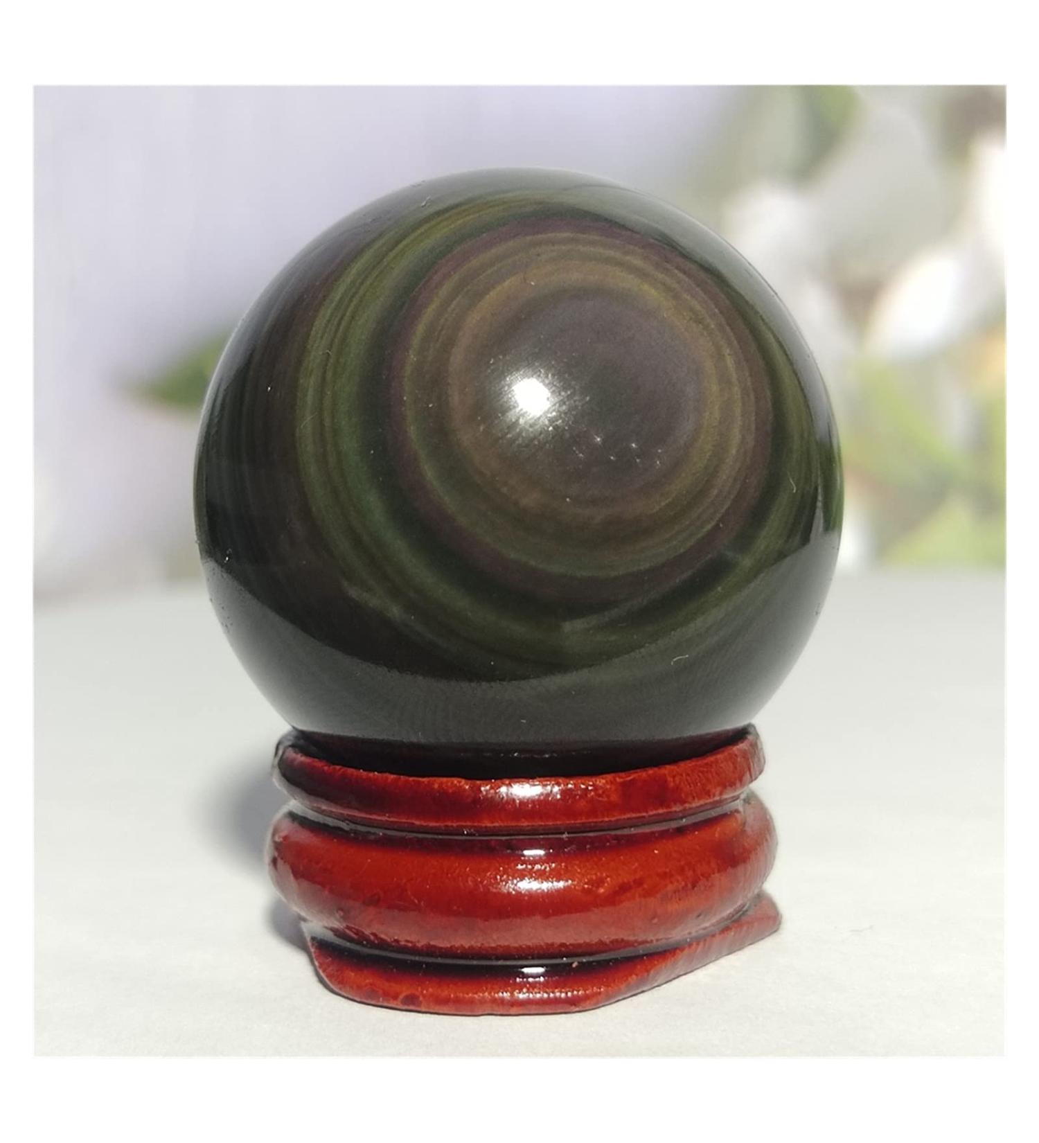 Natural Sphere Rainbow Cat Eye Black Obsidian Crystal Ball Natural Quartz Gemstone Gift Stone Home Decoration 1pc (Color : 65-75g) - Buy Online on GoSupps.com