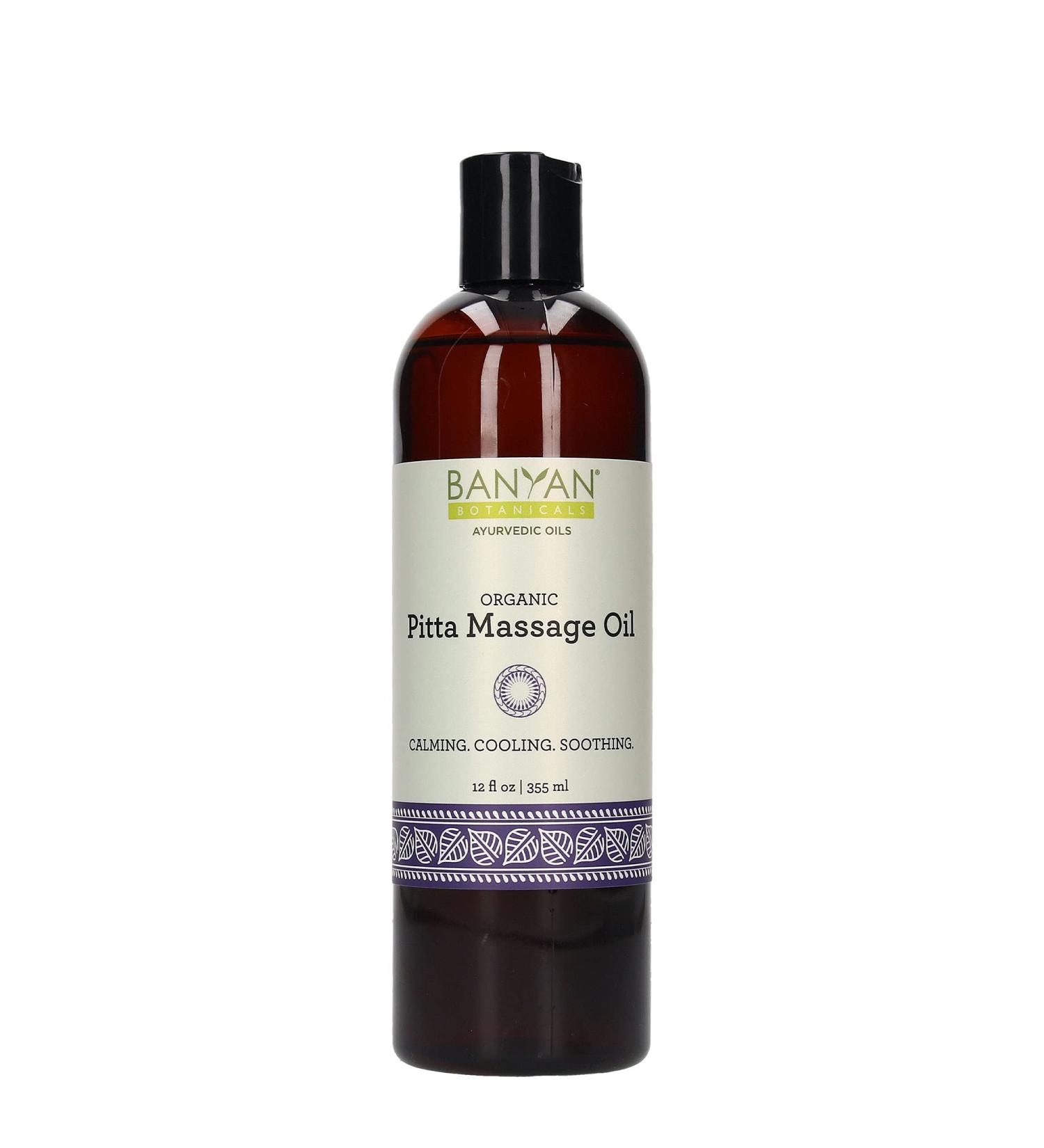Banyan Botanicals Pitta Massage Oil 12oz - Organic Self Massage Abhyanga Oil with Brahmi, Guduchi & Manjishta for Relaxation & Calm - Non GMO, Vegan, Sustainably Sourced - Buy Online on GoSupps.com